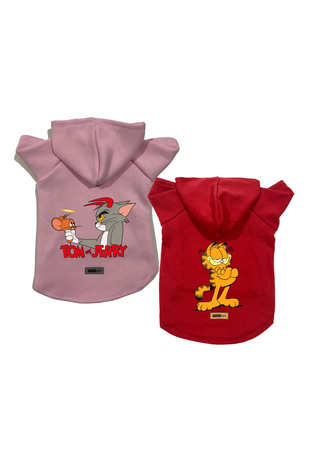 Kapişonlu Polar Sweatshirt Köpek Ve Kedi Kıyafeti - Tomjerry & Garfield 2'li
