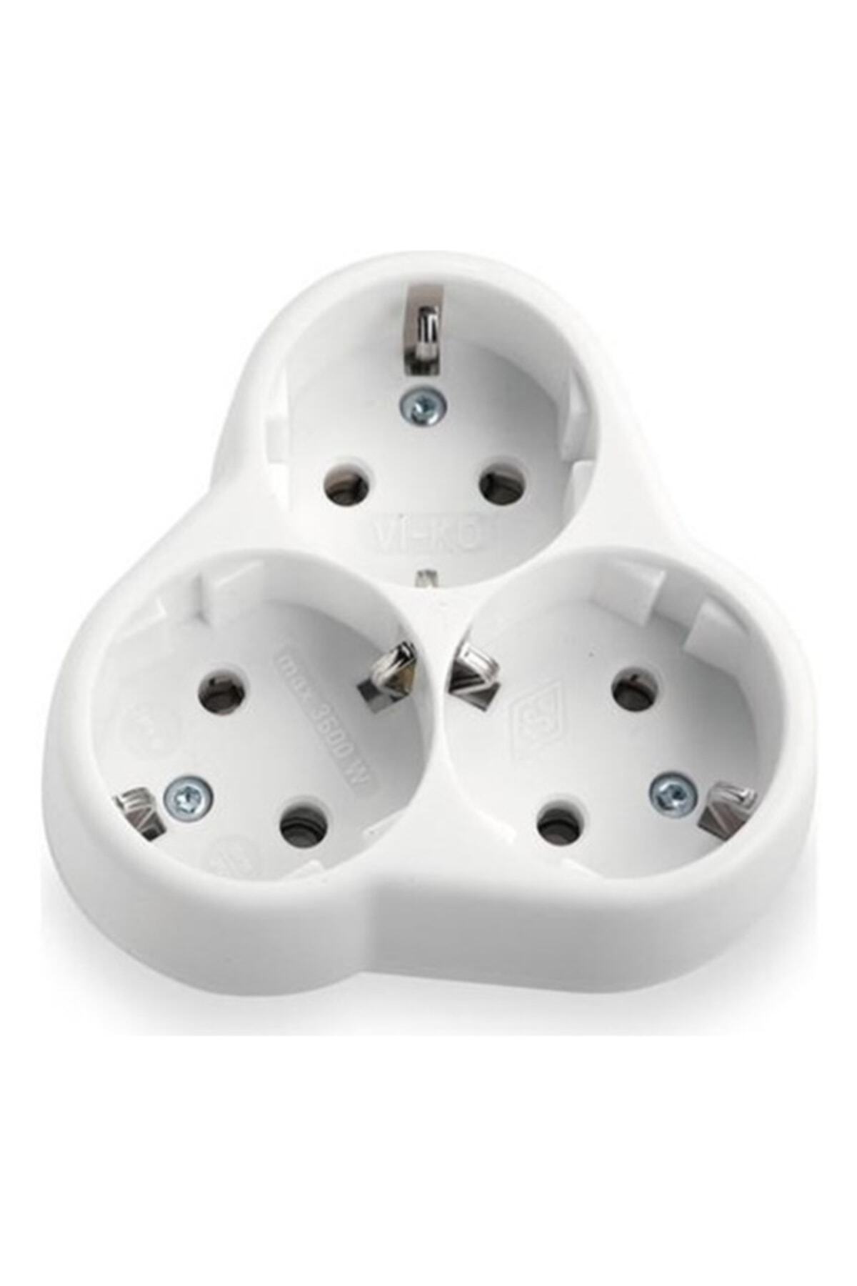 Yonca Topraklı Sıva Altı Üçlü Priz Beyaz