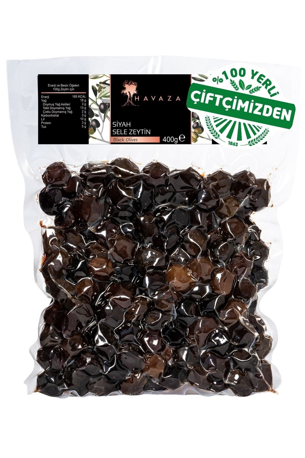 Siyah Sele Mut Zeytini Orta Boy Vakumlu 400 G (YÖRESEL,DOĞAL FERMENTE,YENİ MAHSÜL,EKONOMİK PAKET)