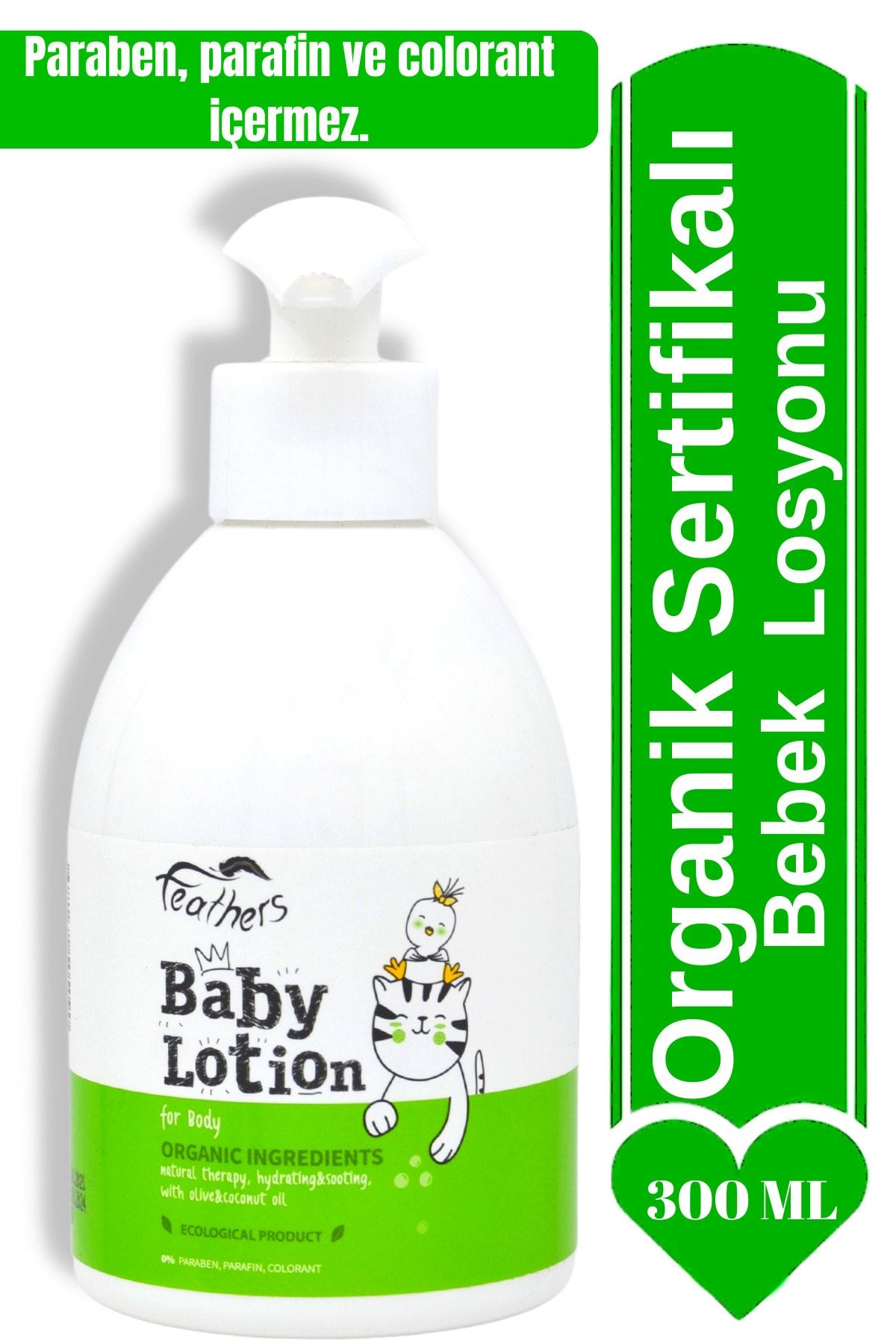 Organik Içerikli Bebek Losyonu Zeytinyağı Aloe Vera Paraben ,parafin Içermez 300 ml