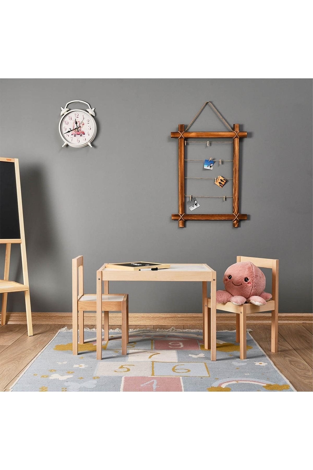 Turna Ev Montessori Çocuk Çalışma Masası Takımı – Natürel