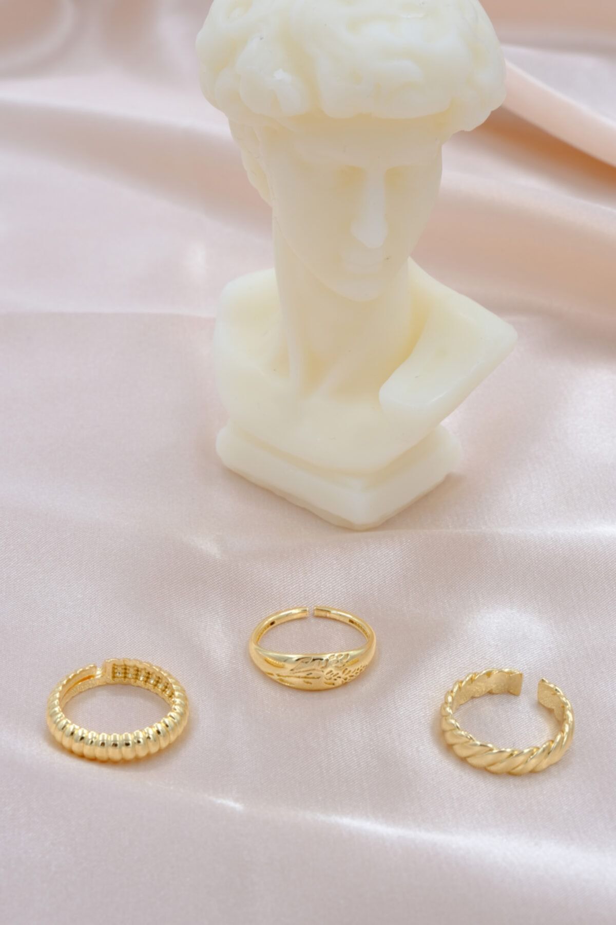 Kadın 3'lü Gold Yüzük Seti