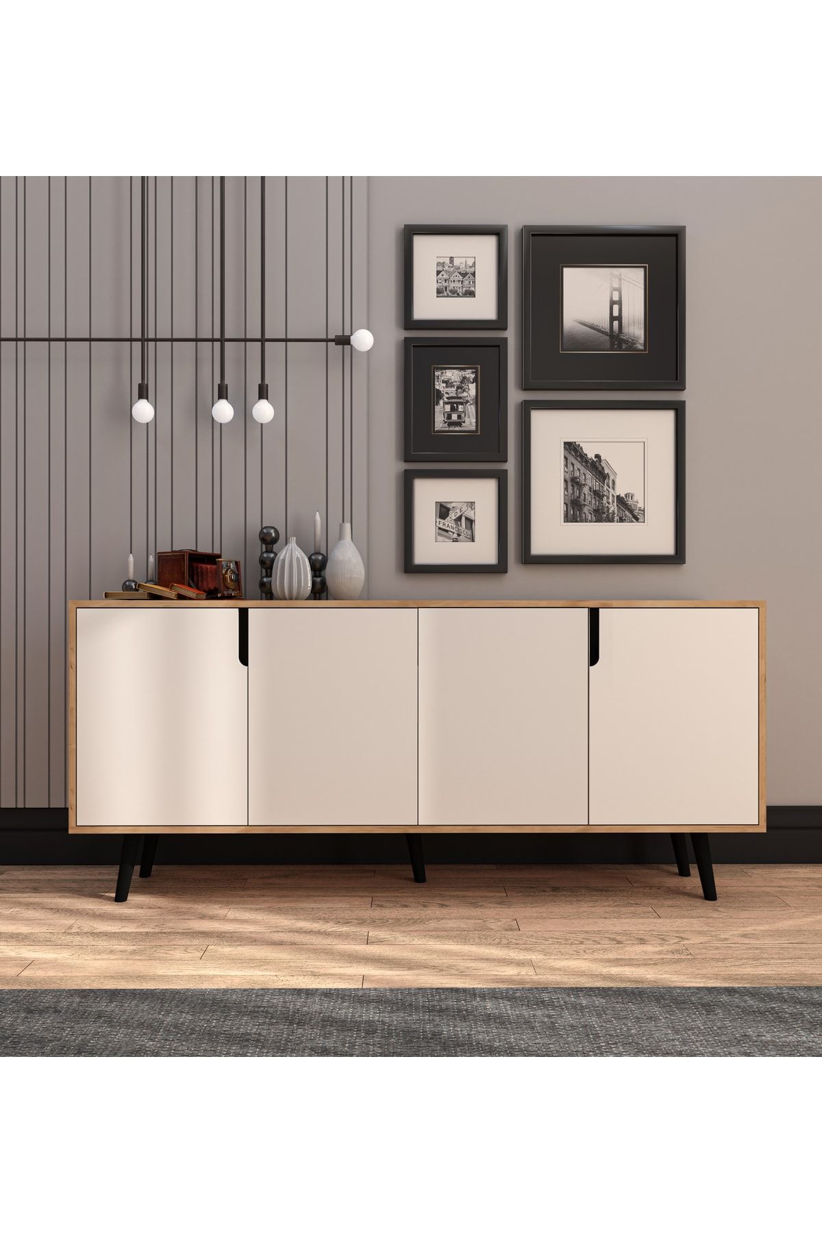Latina Modern Konsol 180 Cm Safir Meşe - Beyaz