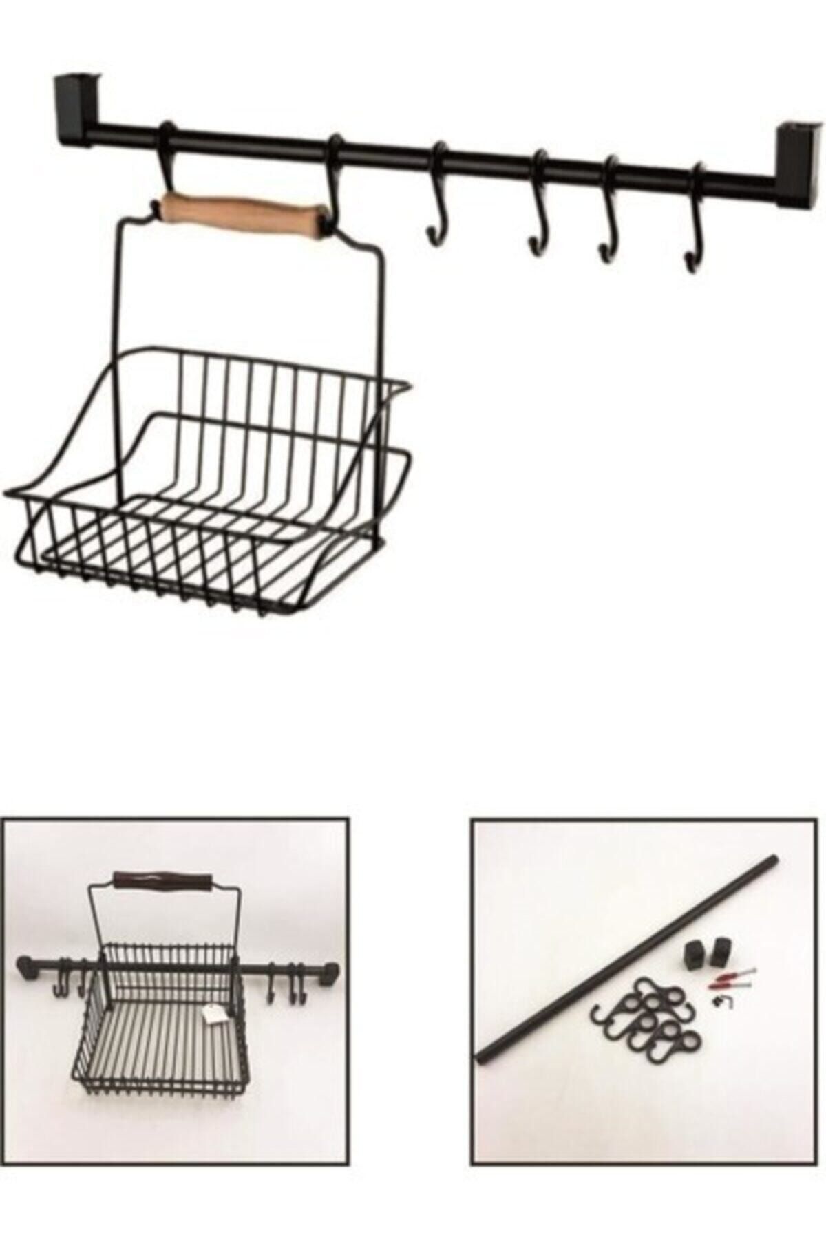 Retro Ferforje Metal Sepet Askı Ve Kanca