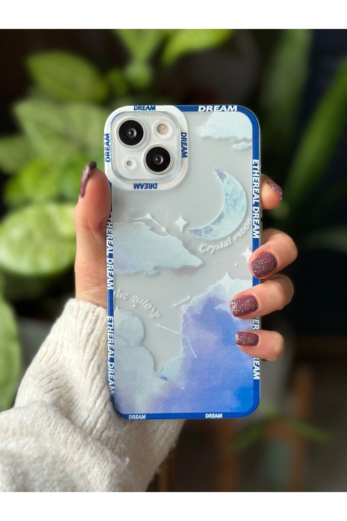 Iphone 13 Ve 14 Uyumlu Cyrstal Moon Şeffaf Baskı Desenli Silikon Kılıf