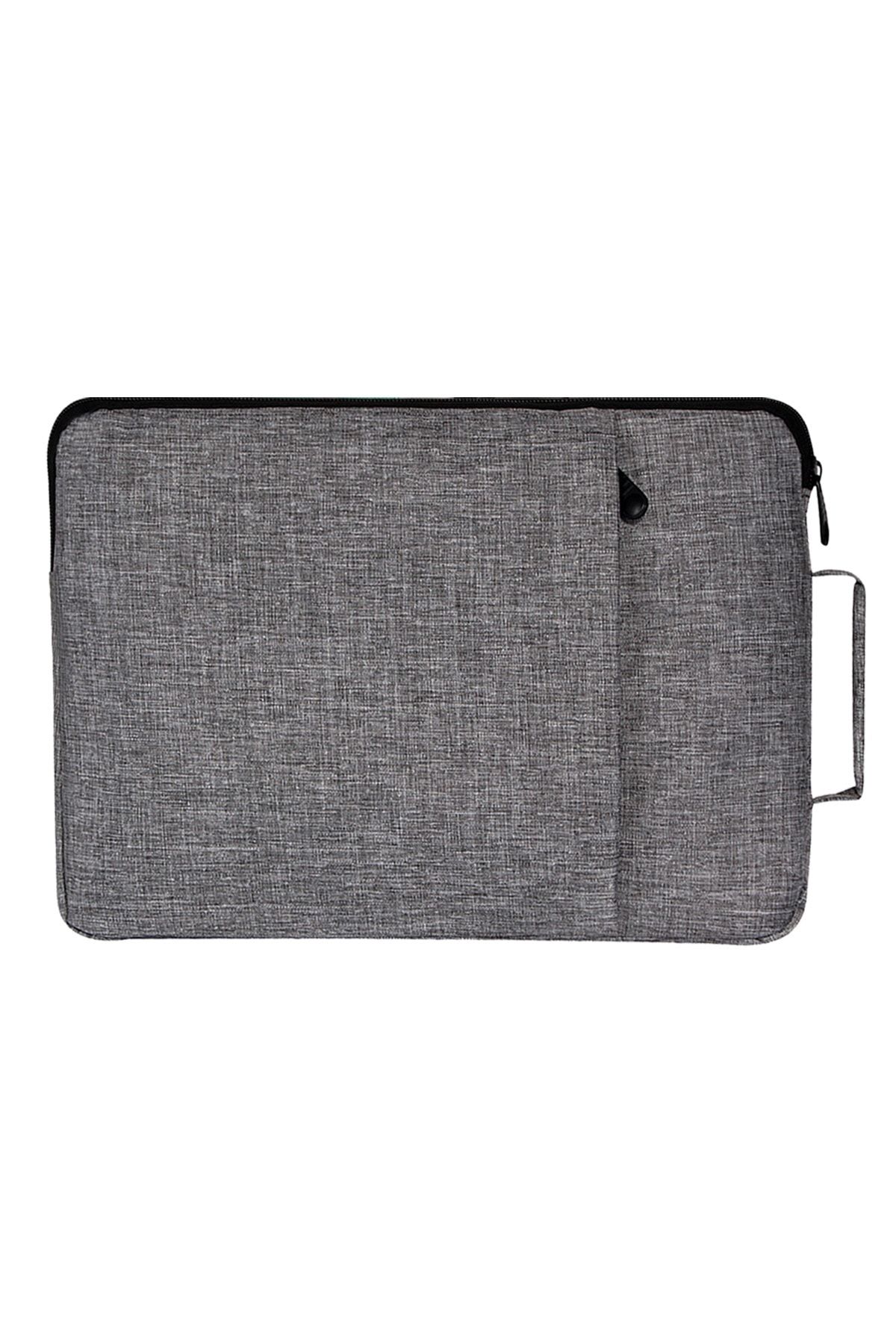 Gri Unisex 13-14-15.6 Inç Uyumlu Macbook Kılıf Notebook Laptop Çantası