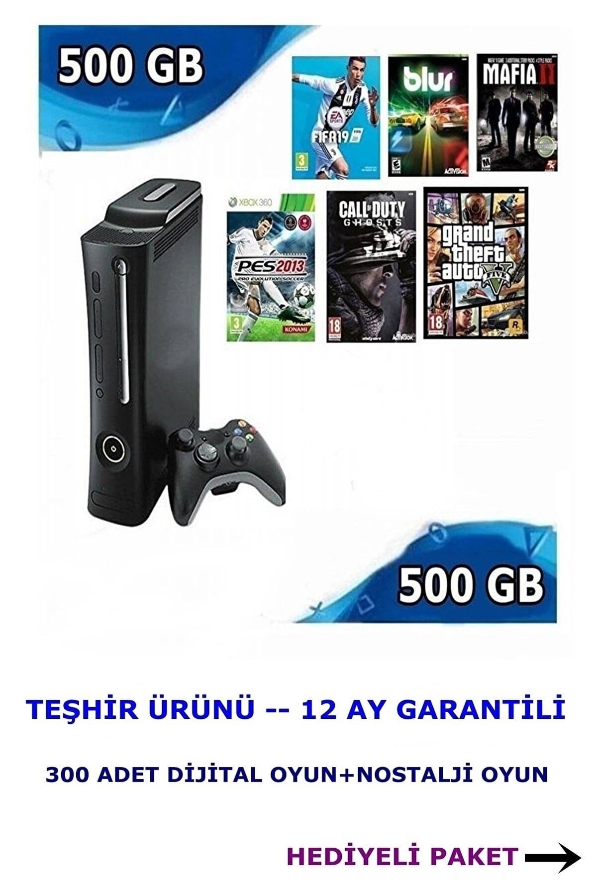 360 Elite 500 Gb Hdd 300 Dijital Oyun Teşhir Ürünü Hediyeli