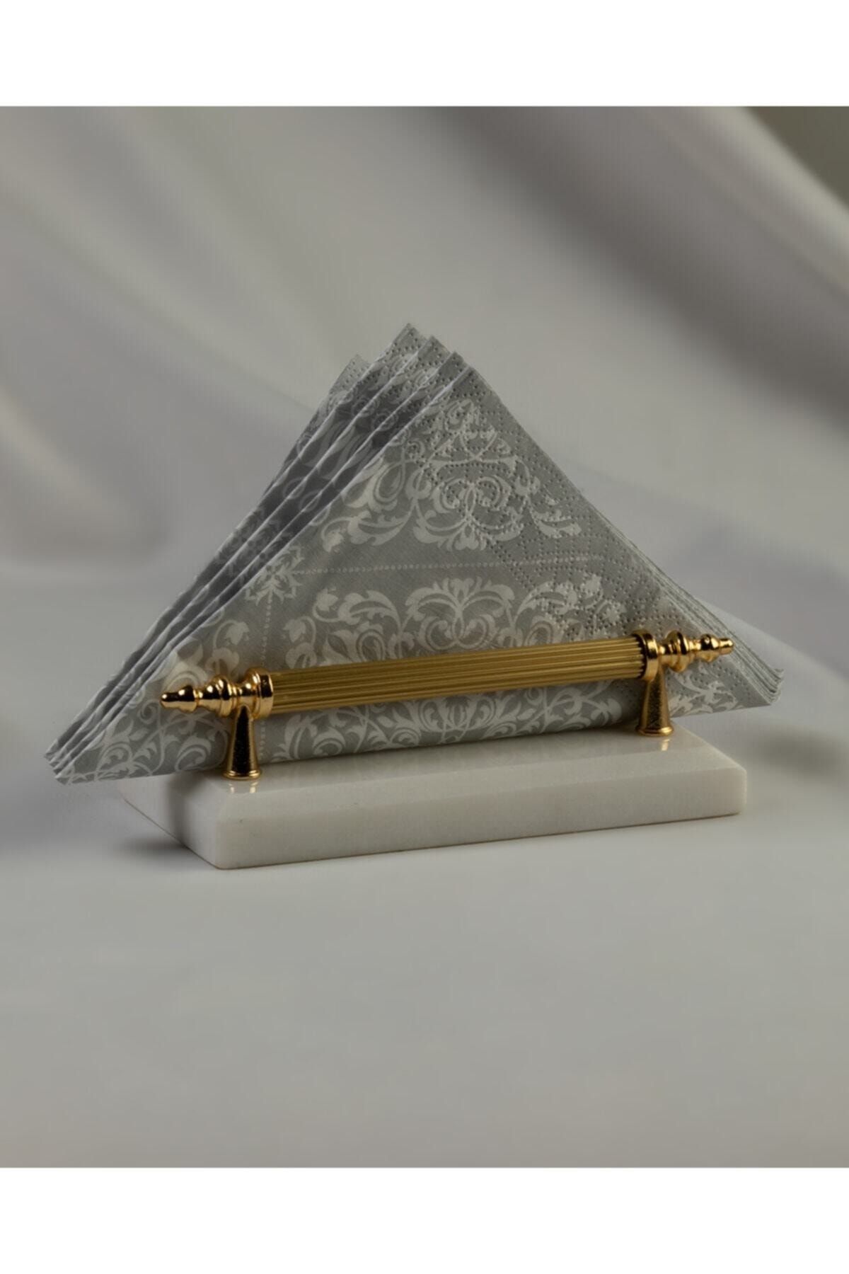 Peçetelik Gold Gerçek Mermer , Metal Profil Kulp