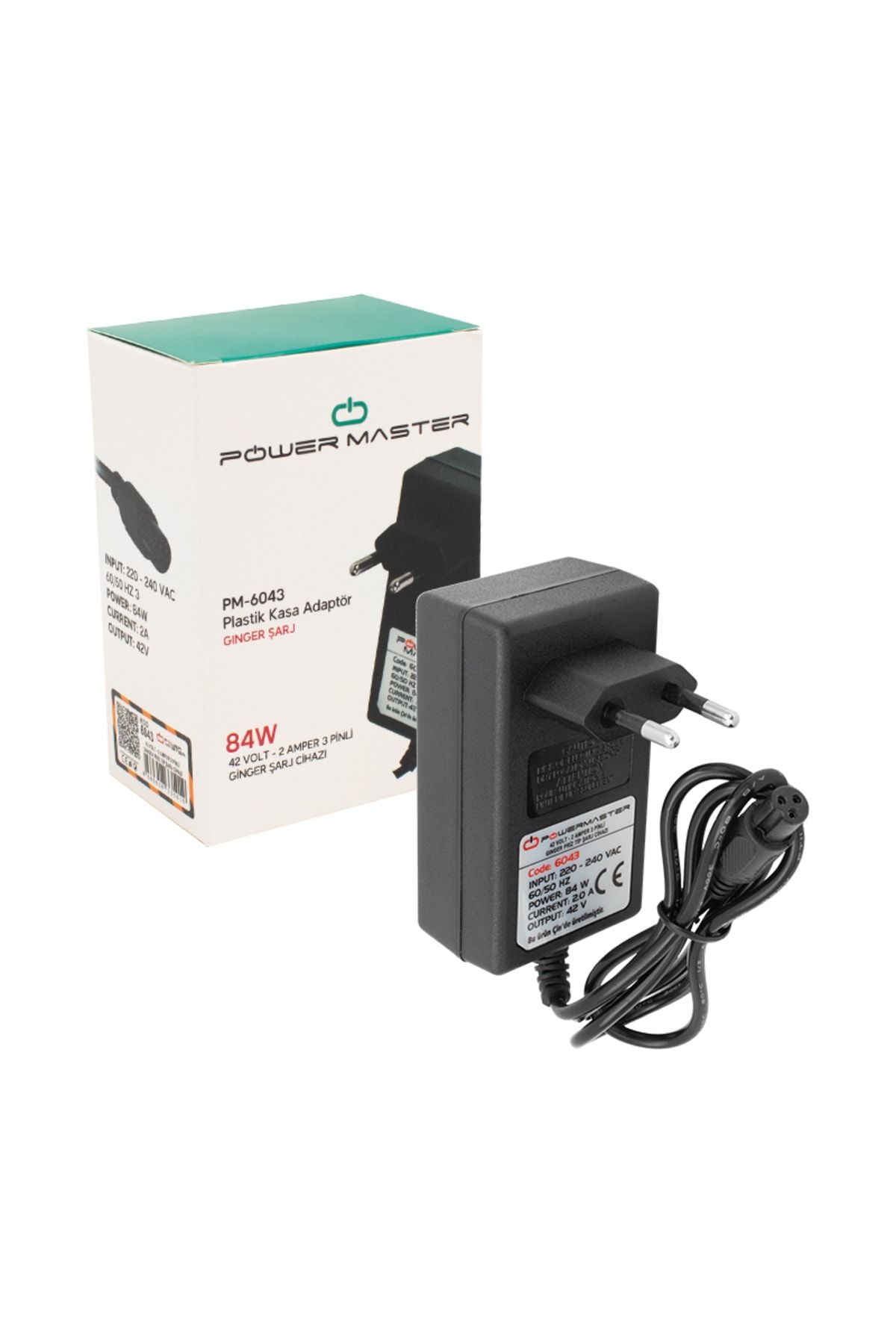 Elektrikli Scooter Ginger Şarj Cihazı 42 Volt 2 Amper 84 Watt 3 Pinli Cincır Priz Tip R1c4 M6043