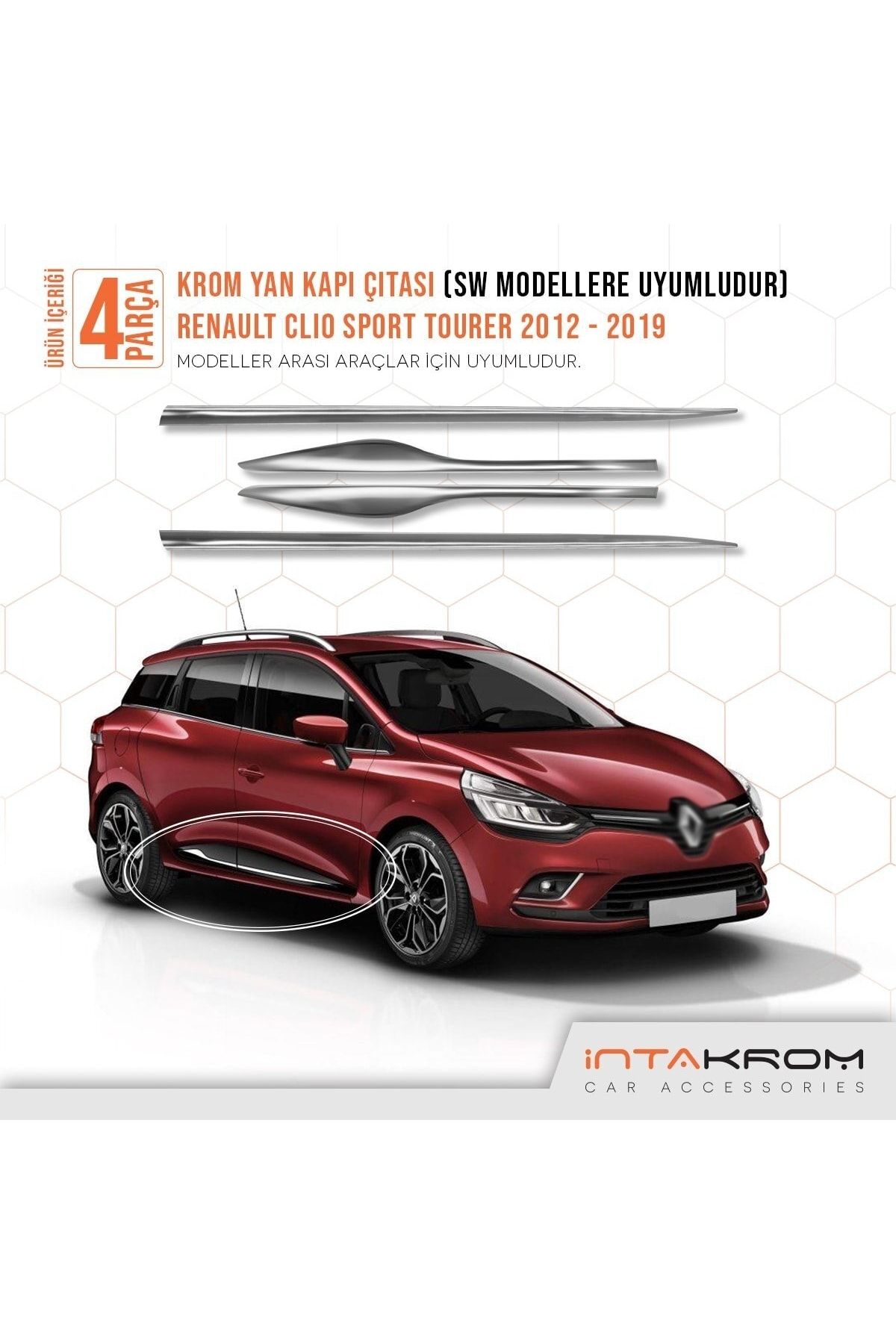 Renault Clio 4 Sporttourer Krom Yan Kapı Çıtası 2012-2021