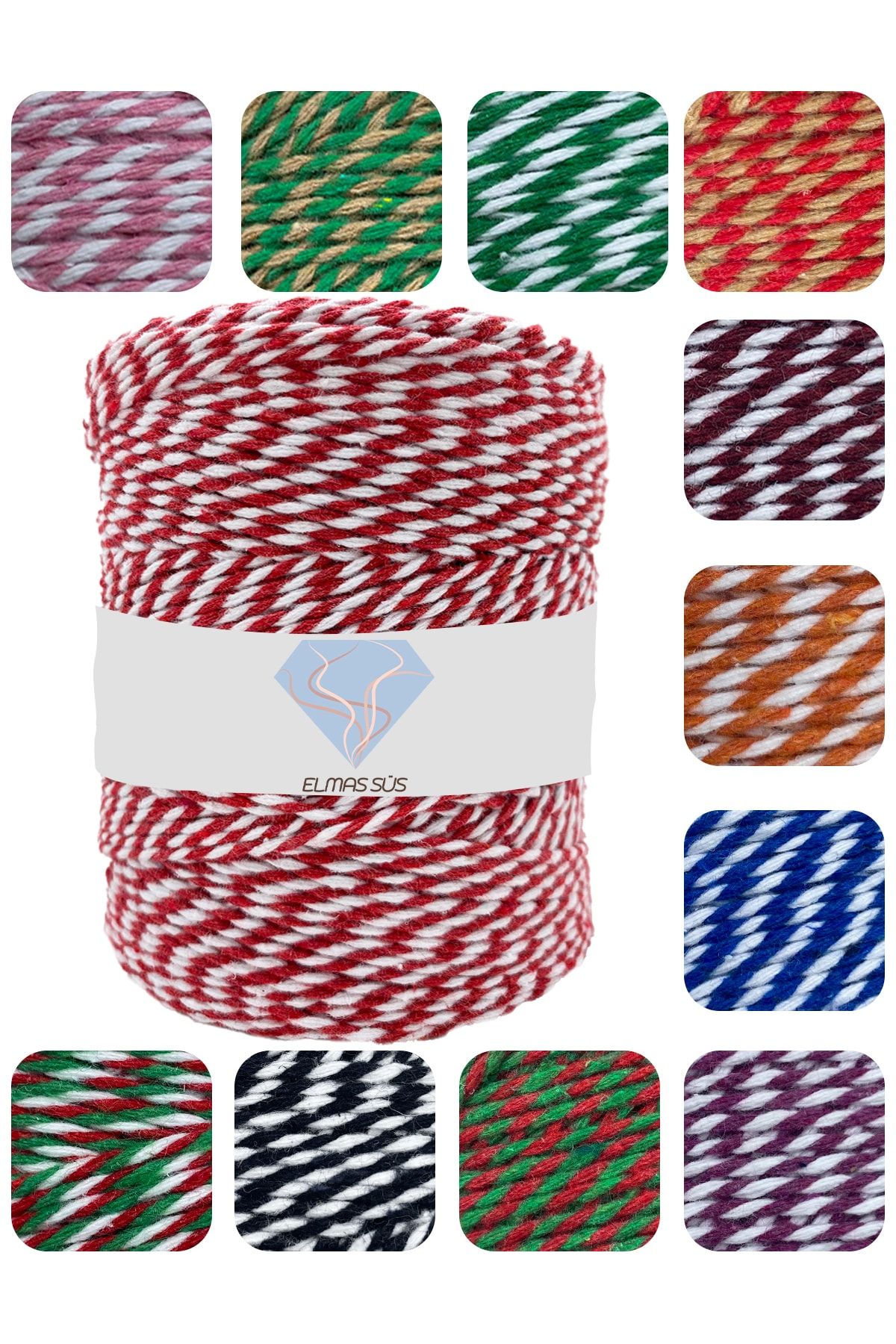 Kırmızı Beyaz Paket Ipi Pamuk Marteniçka Ipi (2-3MM-200GR-200M)
