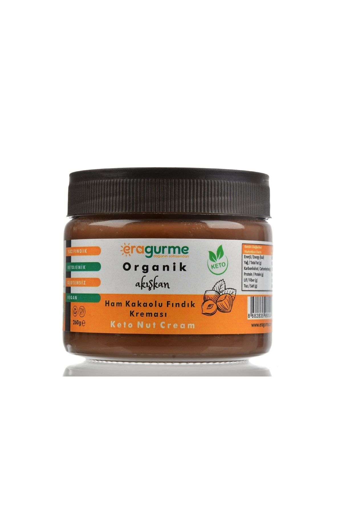 Ketojenik Kakaolu Fındık Ezmesi - Pürüzsüz Akışkan Kıvam 260g (FINDIK,KAKAO,ERİTRİTOL) Vegan