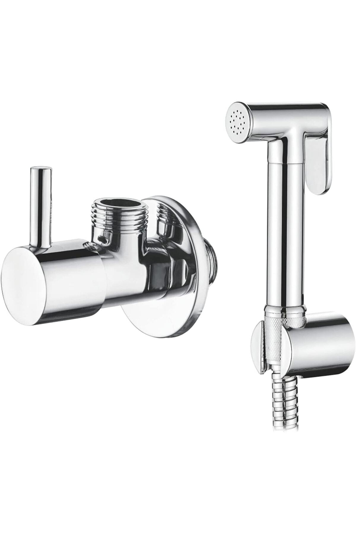 Spiralli Taharet El Duşu Ve Musluk Seti Tuvalet Wc Duş Spreyi Shattaf Taharetmatik ( % 100 Pirinç )