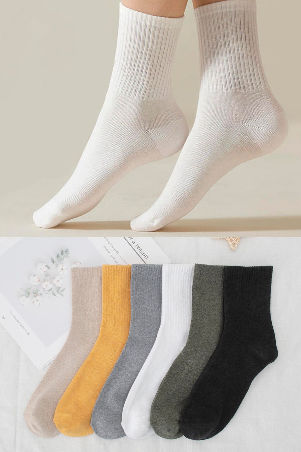 Unisex 6 Çift Düz Tenis Çorap