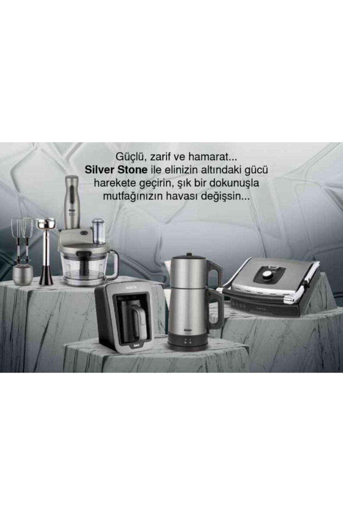 Avantaj Paket Silver Stone Serisi (Tost Makinesi/Çaycı/BlenderSet/KahveMakinesi)