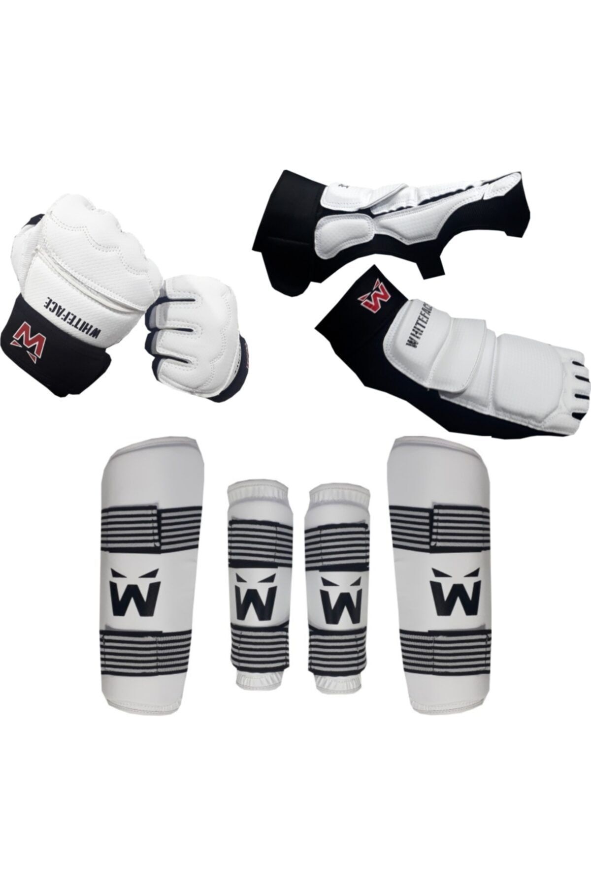 White Face Taekwondo Koruyucu Set & Taekwondo Ayaküstü + Eldiven + Kol Kaval