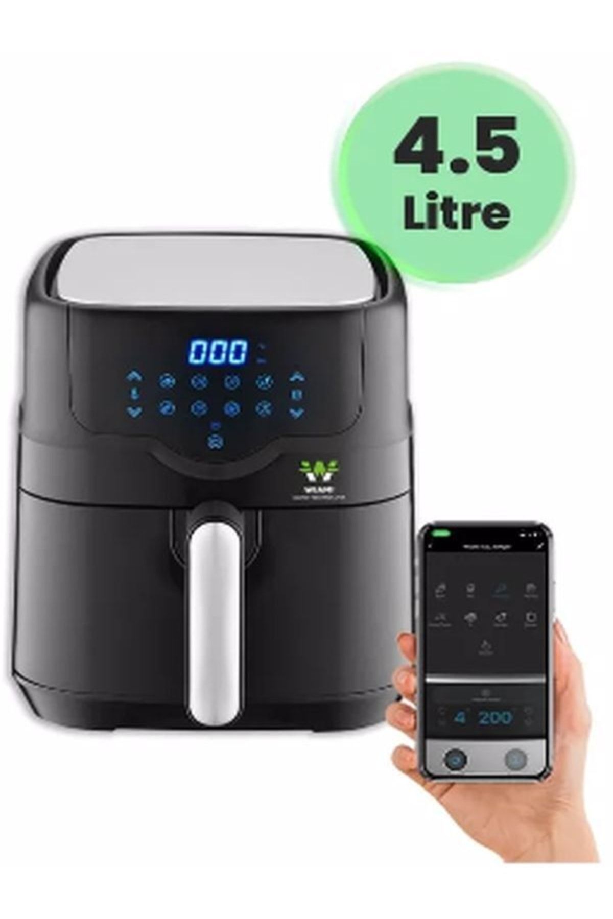 Air Fryer 4.5 Litre Siyah Akıllı Fritöz,