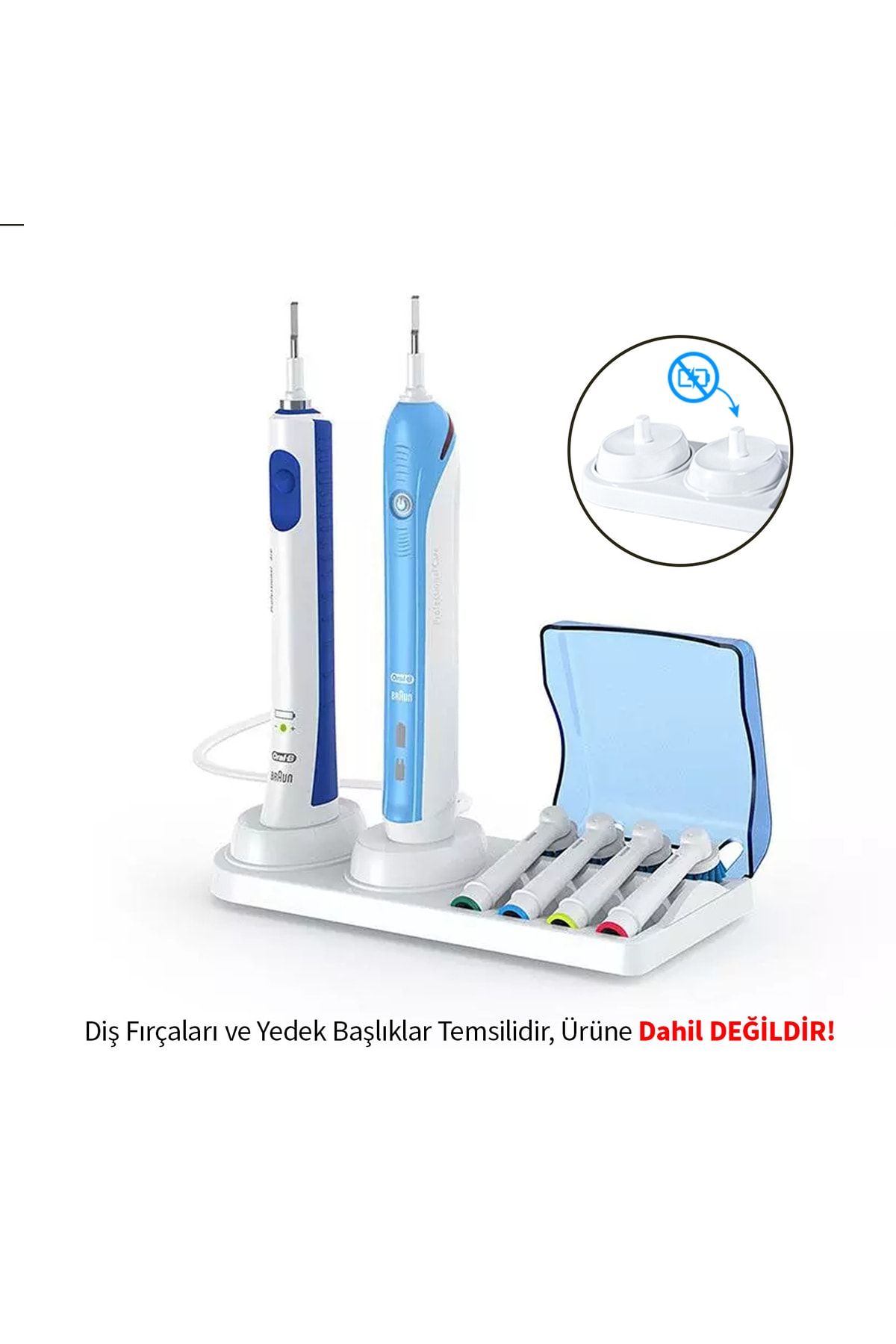 Şarjlı Ve Pilli Diş Fırçası Tutucu Stand Ve 2 Adet Koruyucu Kapak