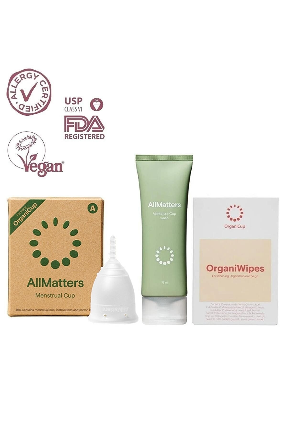 Regl Kabı Model A, Regl Kabı Temizleme Jeli ve Temizleme Mendili - Menstrüel Hijyen Seti