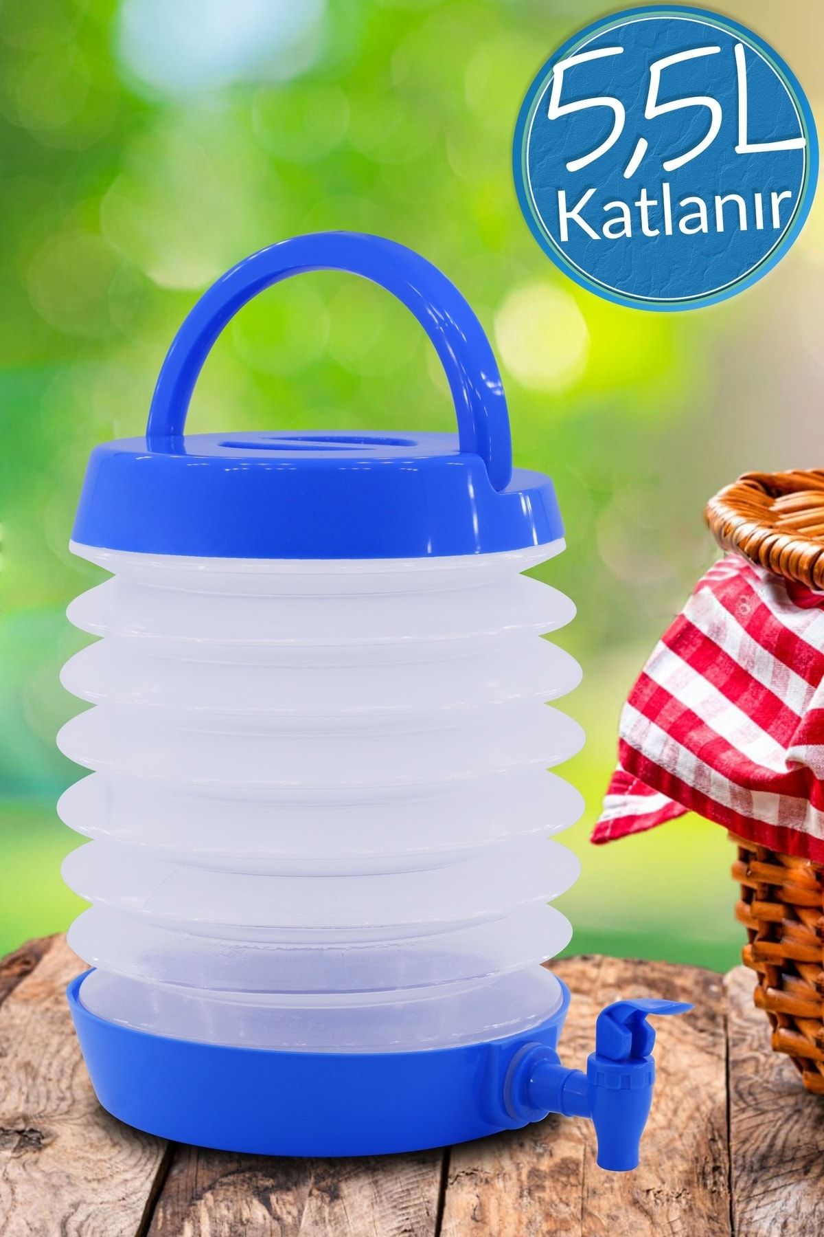 Musluklu Katlanır Su Bidonu Outdoor Akordiyon Kamp Su Kovası Çeşme Piknik Damacana Içecek Şişesi