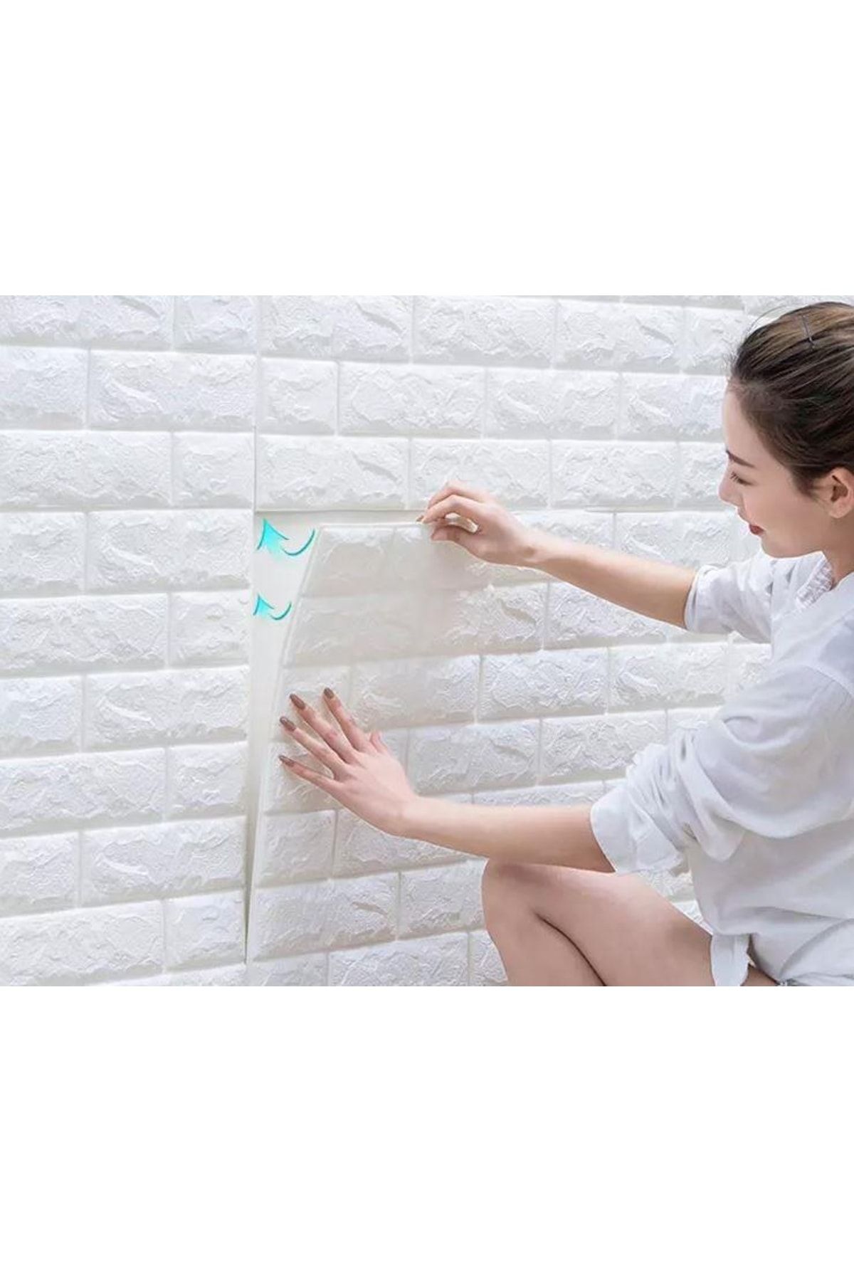 Tek Parça 70x23cm (0,17M2) Beyaz Kendinden Yapışkanlı 3d Duvar Kağıdı Paneli