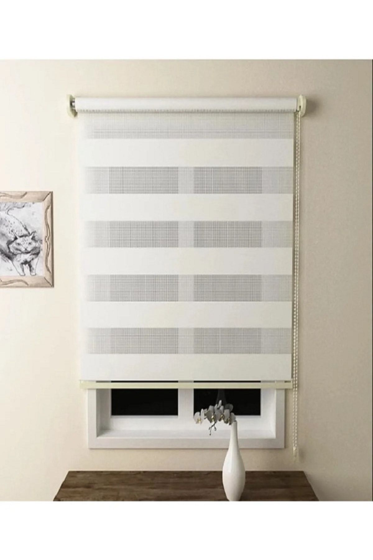 Beyaz Bambu Zebra Perde