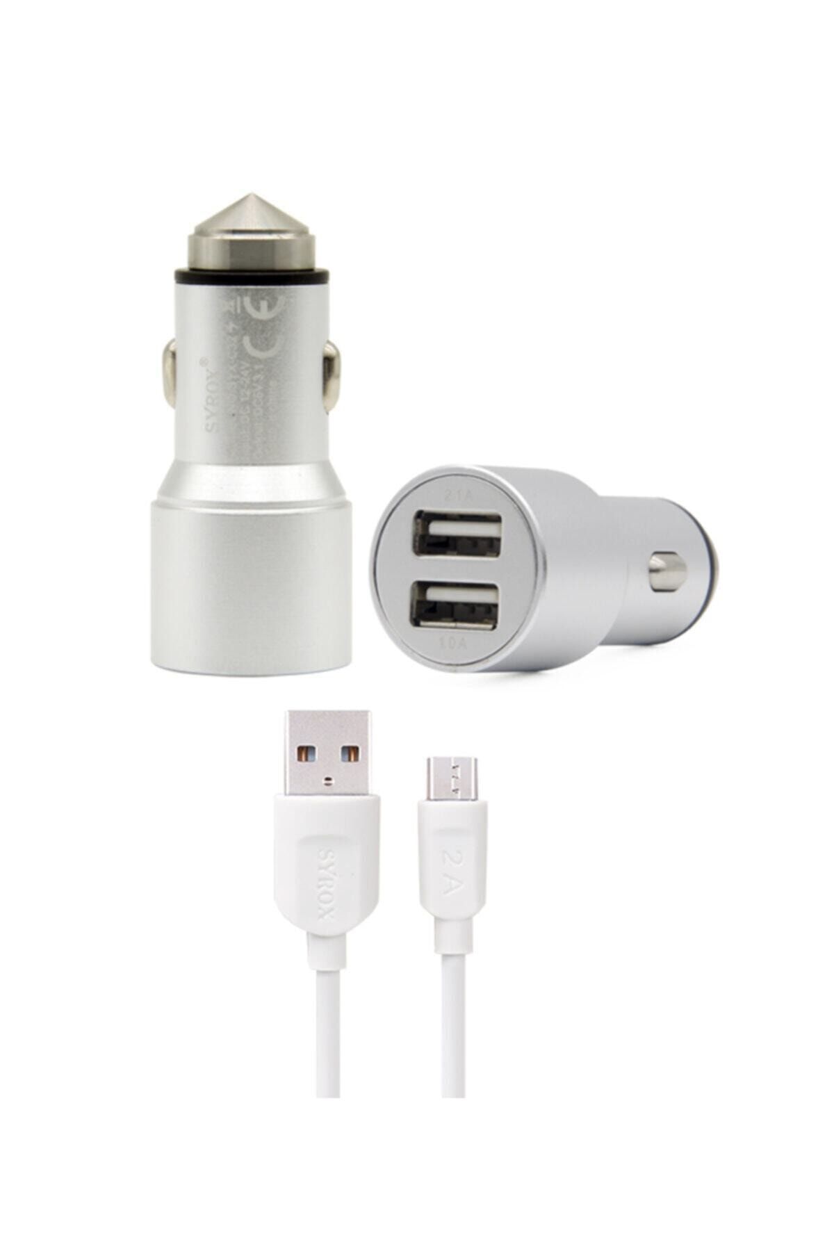 C32 3.1 Samsung Micro Oto Araç Çakmaklık Şarjı Aleti Oto Şarj Aleti Çift Usb Girişli (metal )