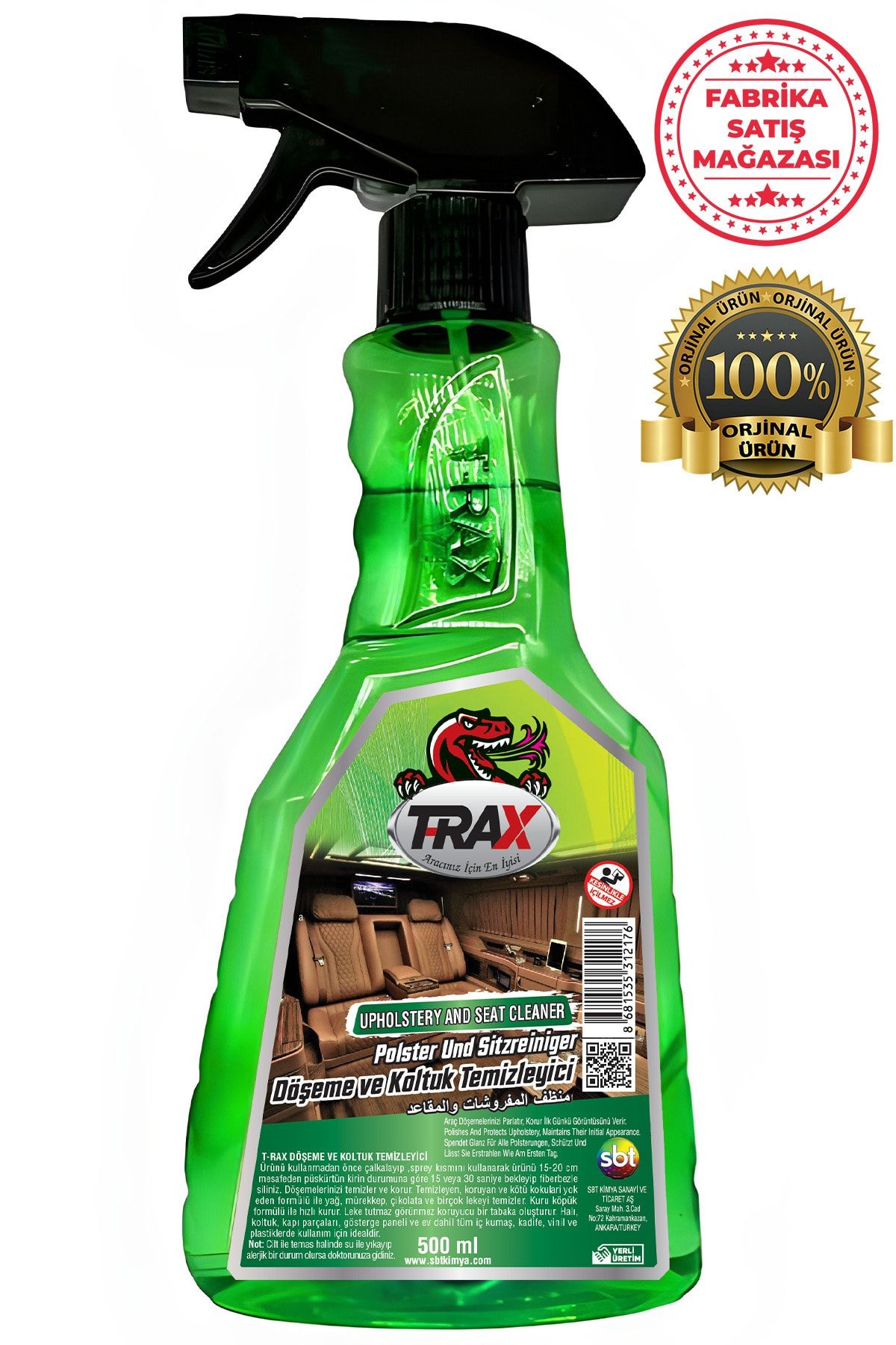 Döşeme Temizleyici Süper Güçlü Leke Çıkarıcı Araba Oto 500ml Koltuk Temizleyici