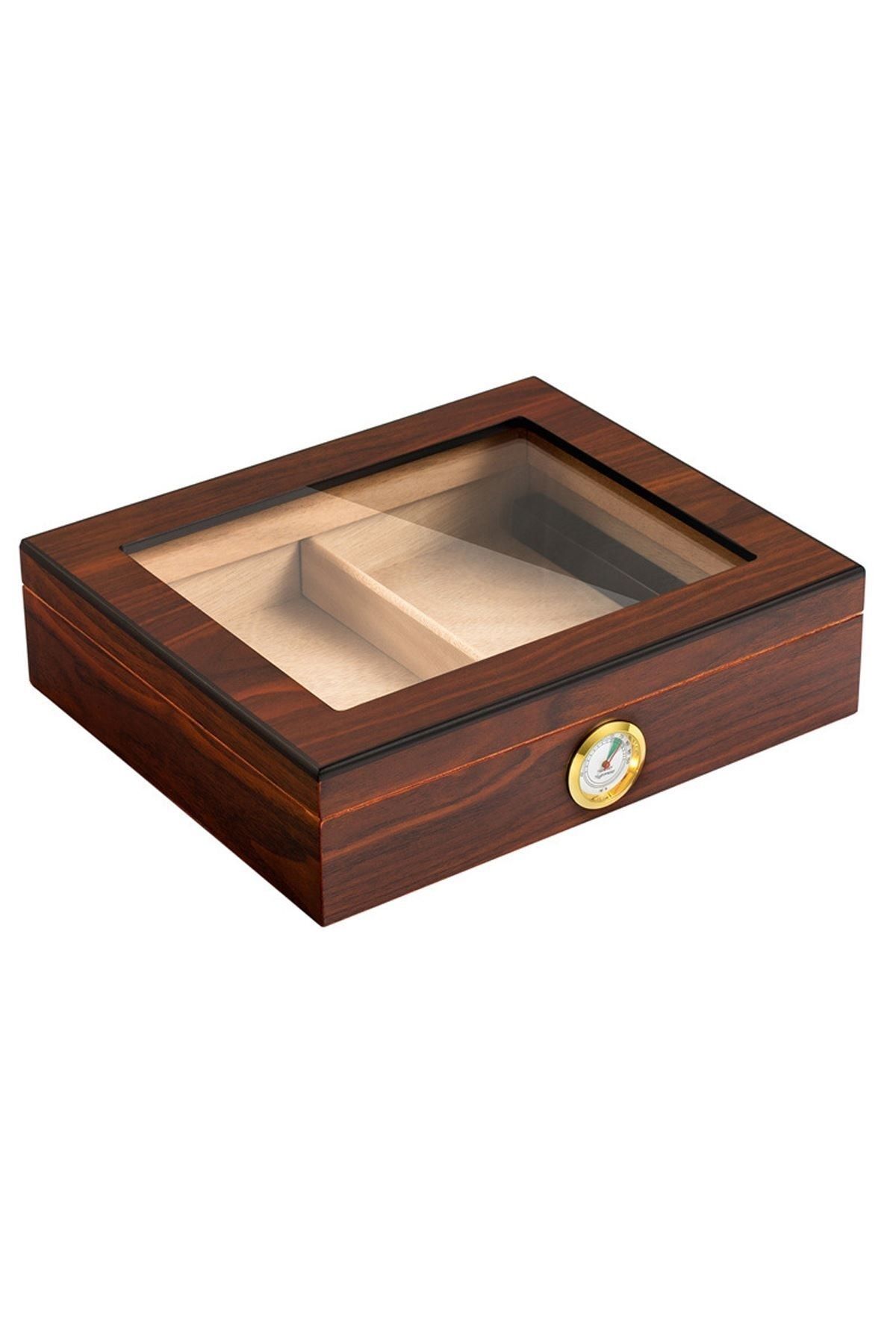 Kahverengi Camlı Humidor Puro Kutusu Rc06khv
