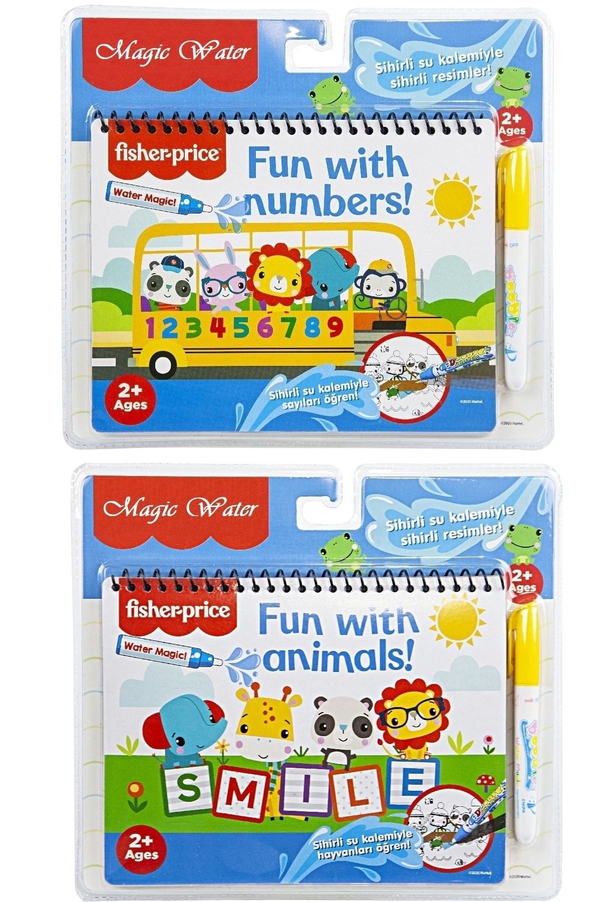 2'li Set Water Painting Sulu Kalem Ile Sihirli Boyama Kitabı Fisher Price Hayvanlar Ve Sayılar