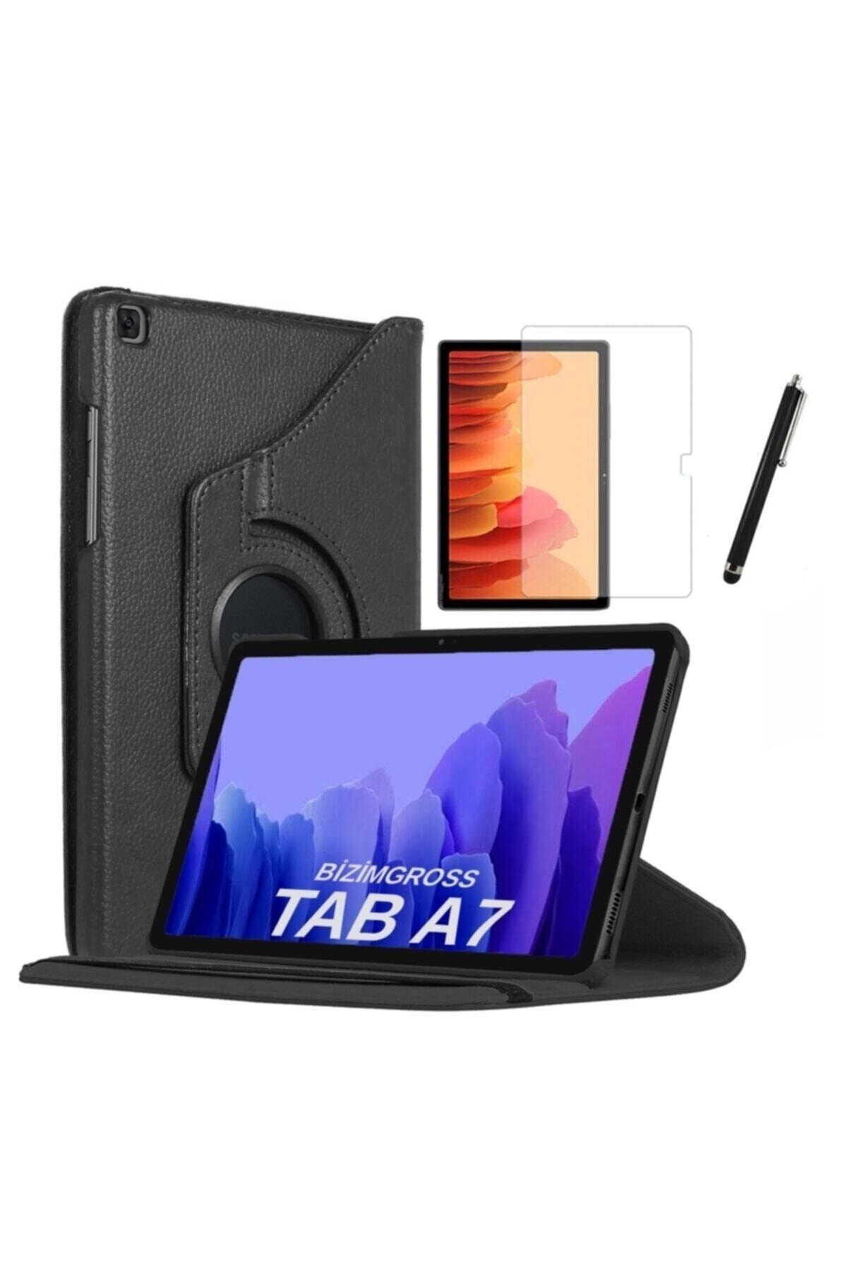 Samsung Galaxy Tab A7 Tablet Kılıfı+Ekran Koruyucu+Kalem Siyah