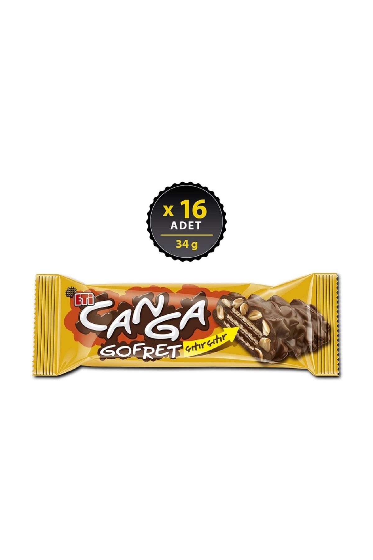 Canga Çikolatalı Yer Fıstık Kaplı Gofret 34 g x 16 Adet