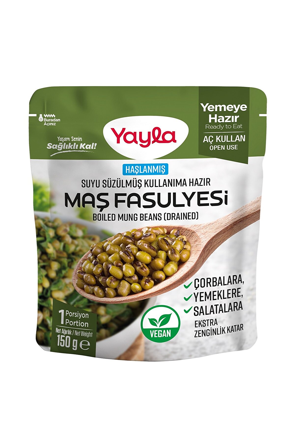 Haşlanmış Suyu Süzülmüş Maş Fasulyesi 150 gr