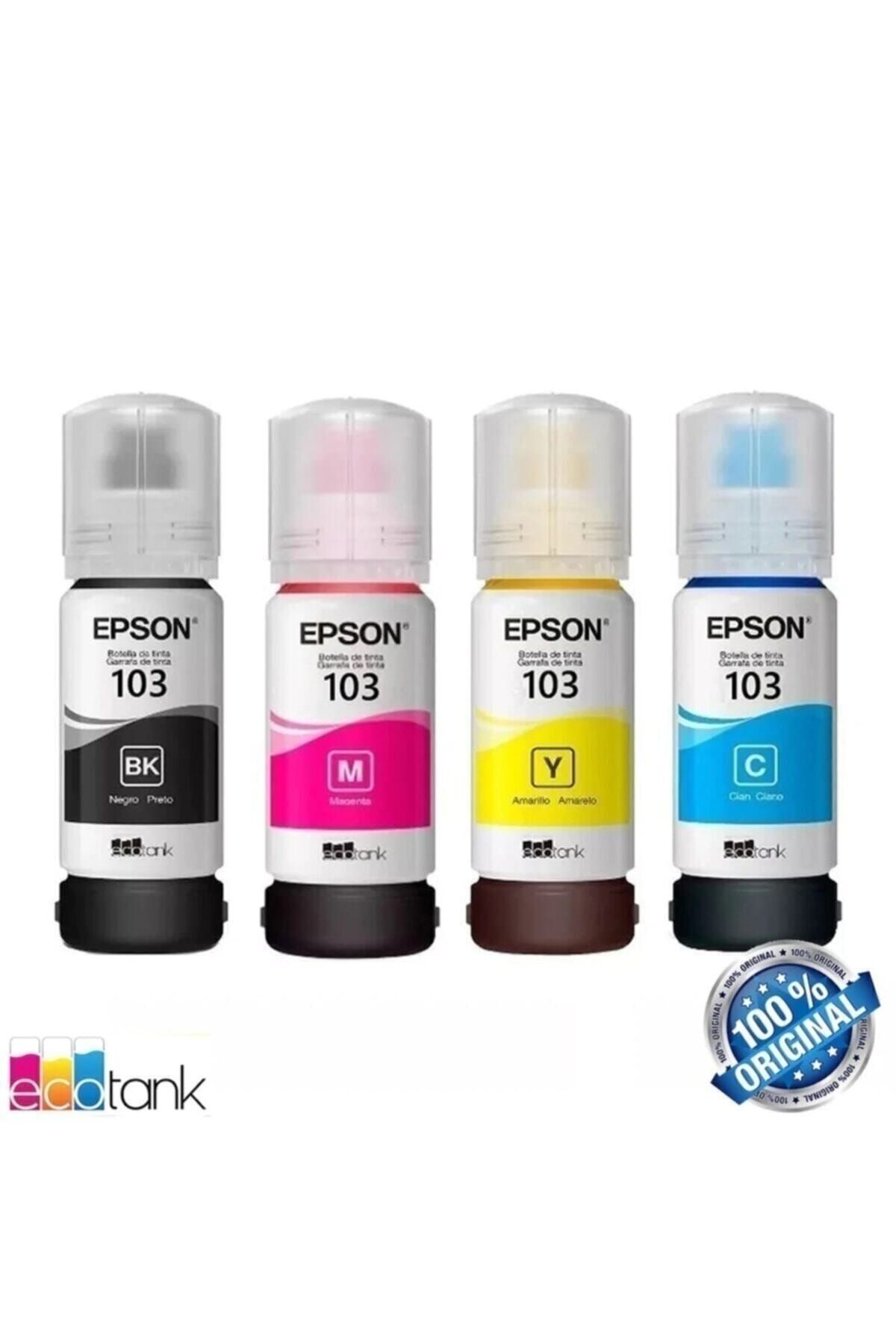 103 Ecotank L3110 4 Renk Orijinal Mürekkep Seti Bk65 ml. Cym65 ml. 103 004 1-