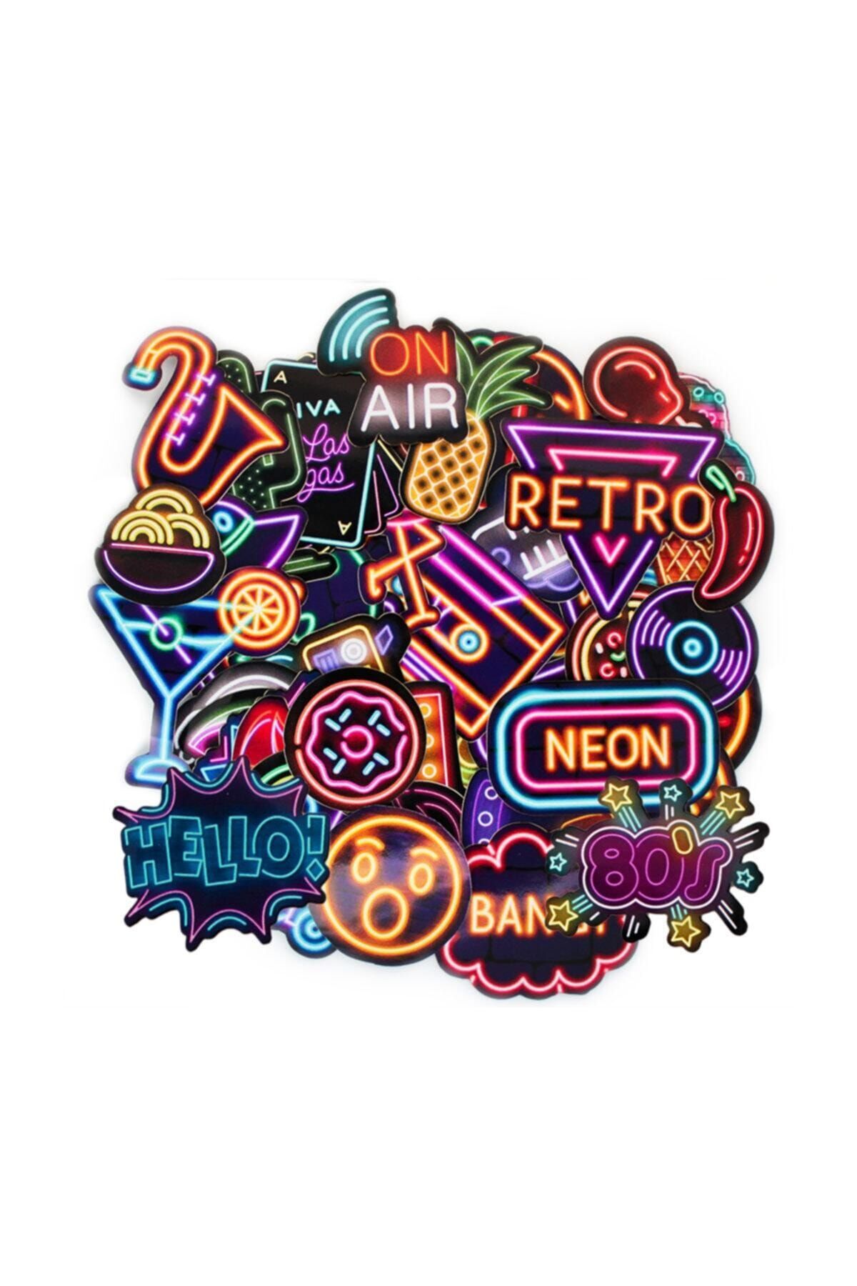 Laptop Sticker Neon Macbook Retro Çıkartma 51 Adet