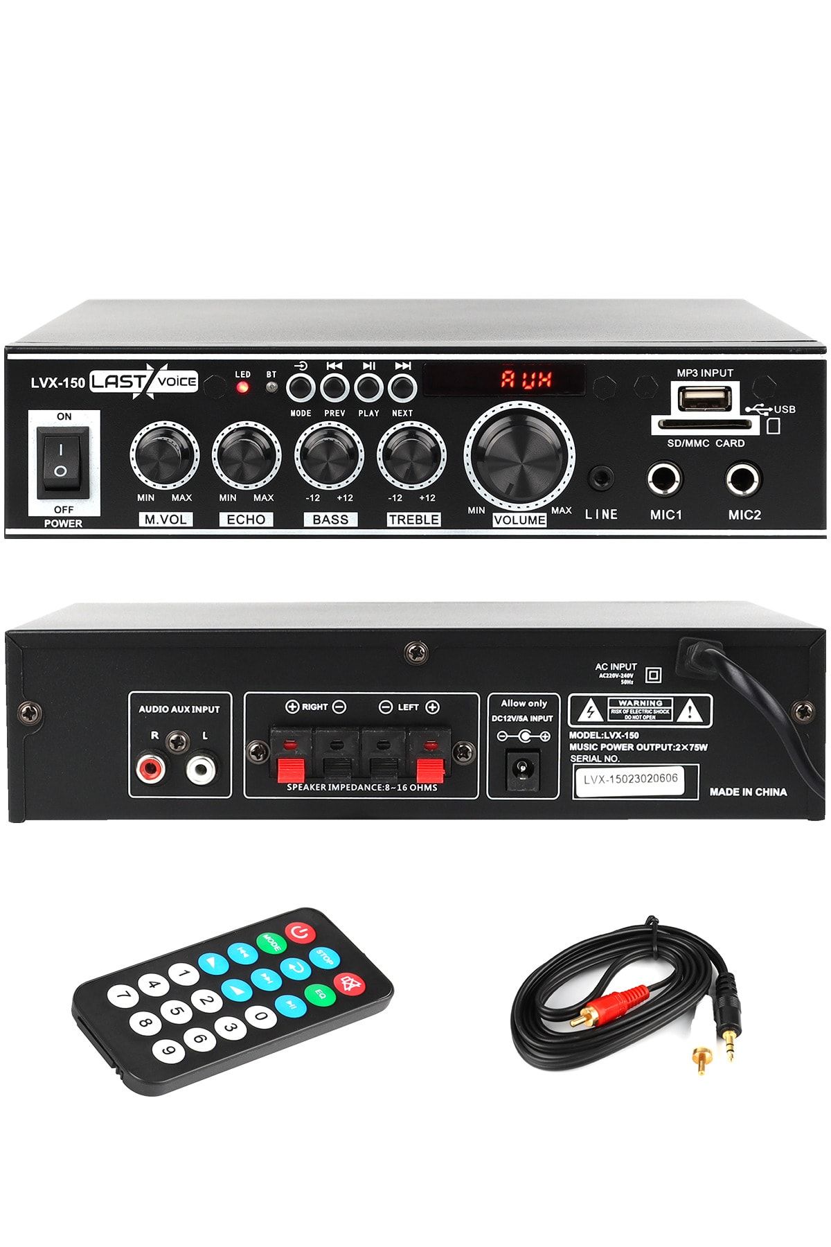 Lvx-150 Stereo Anfi Amfi 2x75 Watt Bluetooth Usb-sd 220v/12v