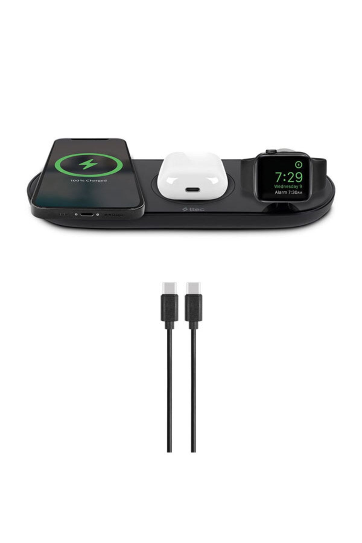 AirCharger Trio 3’ü 1 Arada iPhone + Apple Watch + AirPods Kablosuz Hızlı Şarj Aleti-Siyah