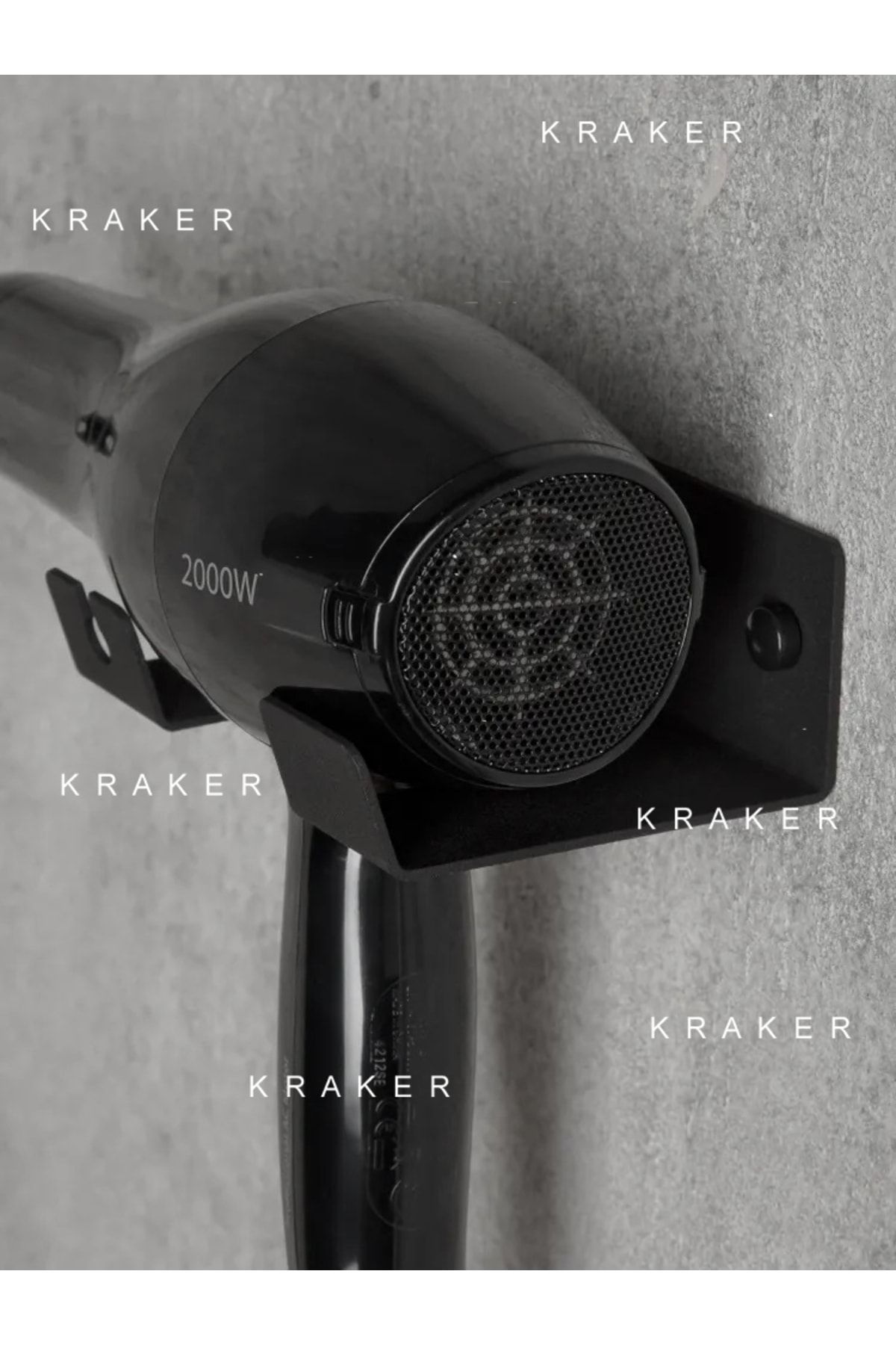 Saç Kurutma Makinesi Askısı, Metal, Siyah