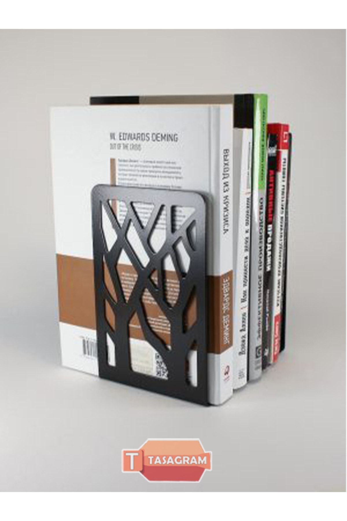 Ağaç Desenli Metal Kitap Desteği - Kitap Tutucu - Ev Ve Ofis Dekoratif Aksesuar( 2 Li Set) Siyah