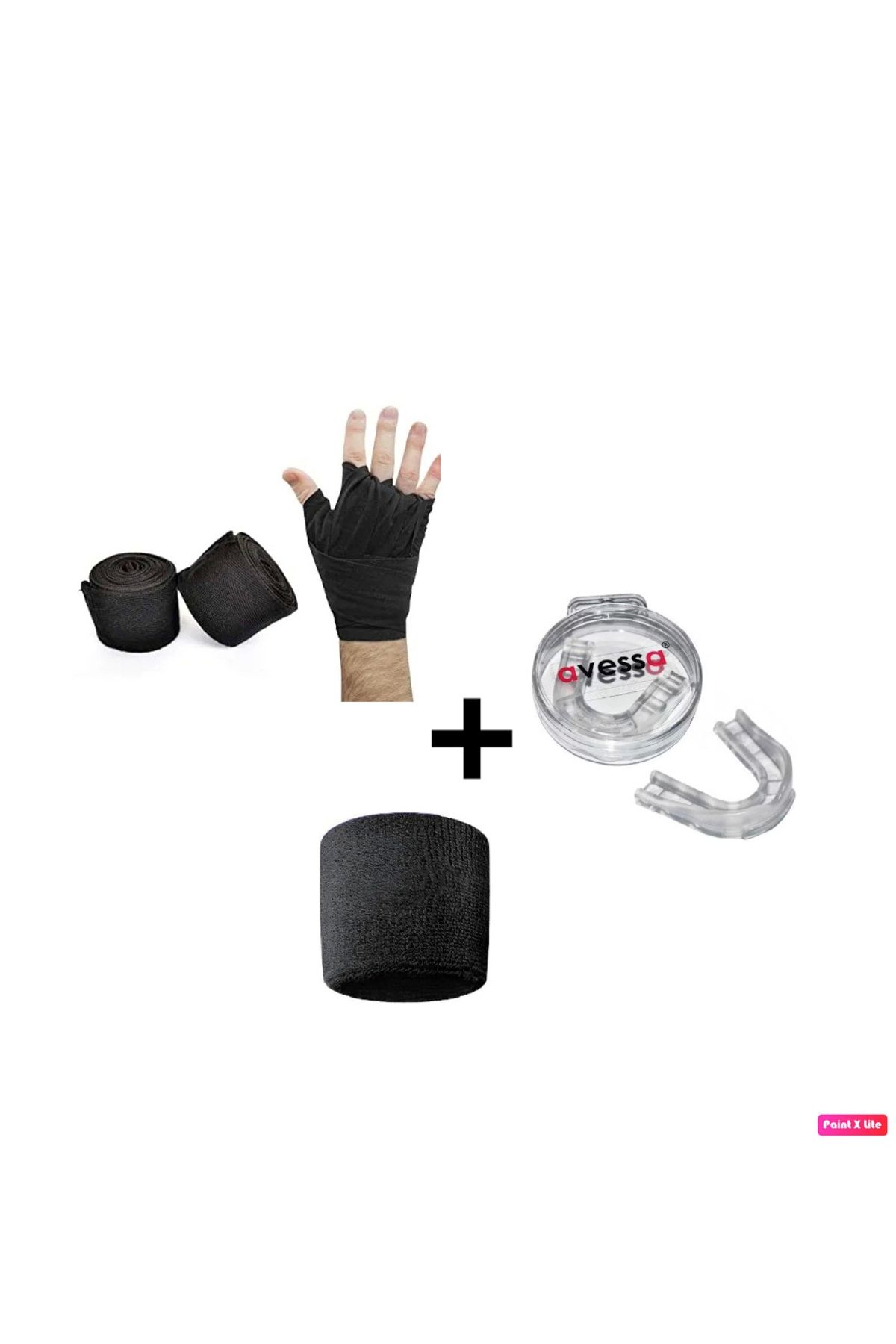 3' Lü Box Seti Boks, Kickbox, Muay Thai Bilek Bandajı Çift 4,5 M + Dgl-100 Dişlik + Bileklik