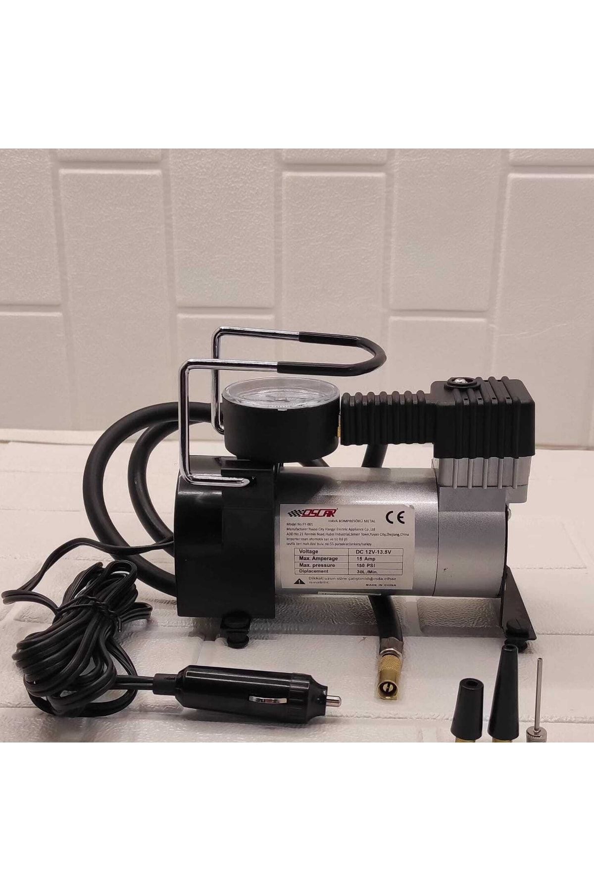 Oto Araç Pompa 150 Psi 12v Çakmaklık Girişli Metal Gövde Hava Kompresörü