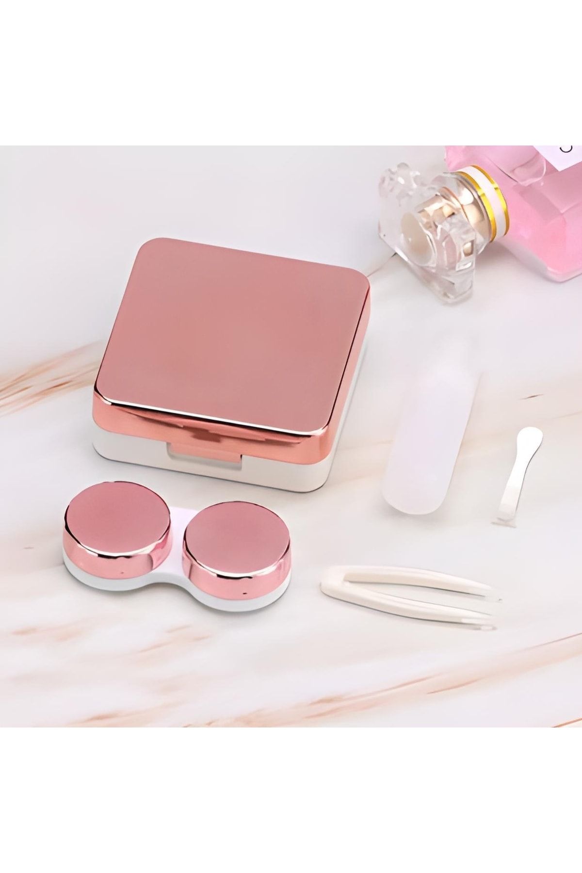 Aynalı Lens Kutusu Seti 5 Parça Rose