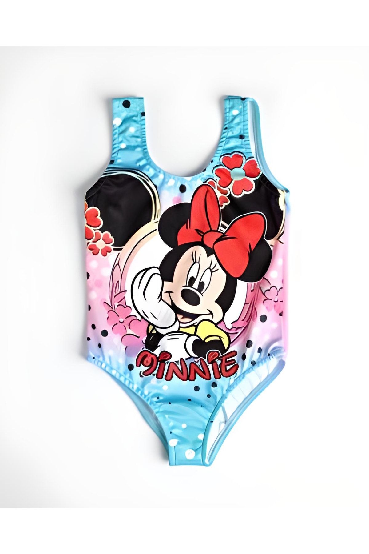 Kız Çocuk Mayo Mickey Maouse Mavi Dijital Baskılı Deniz Havuz Mayosu