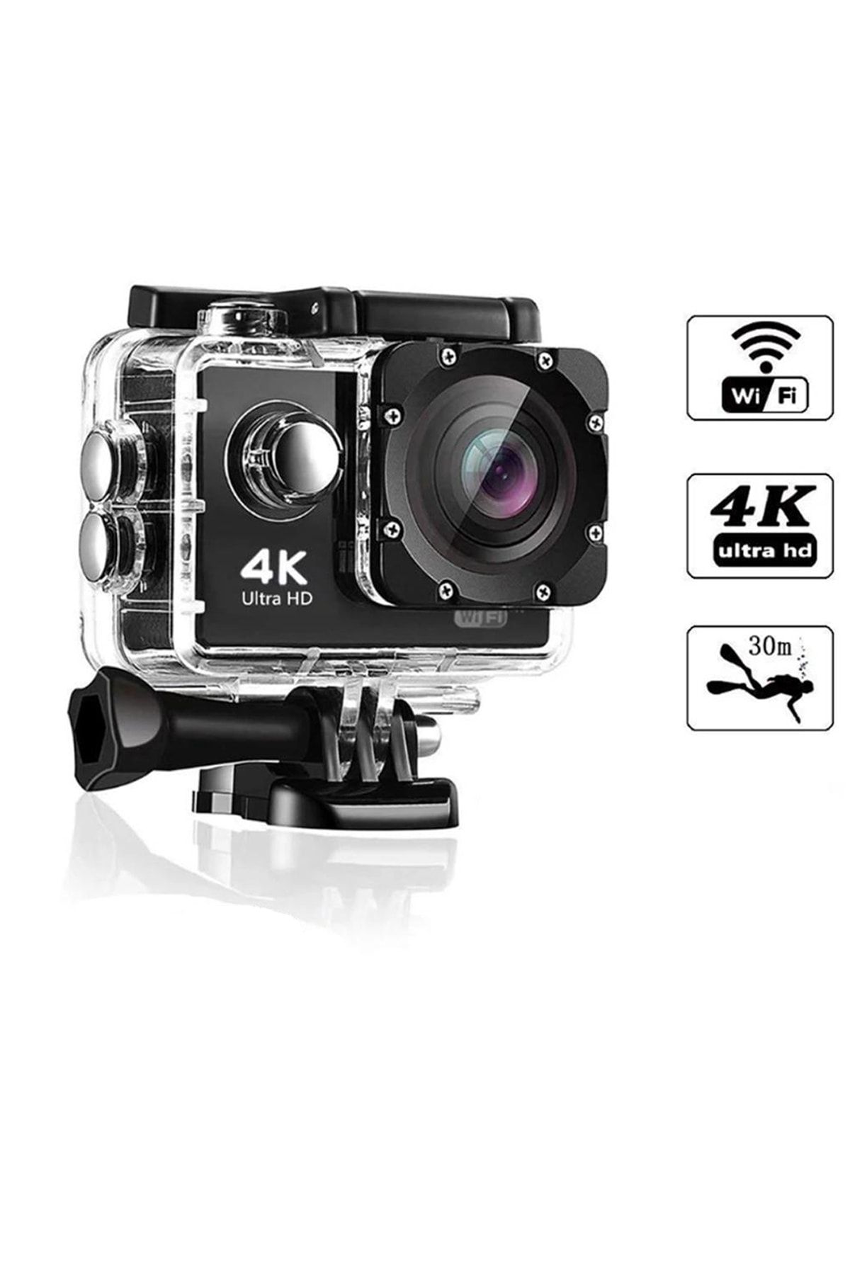 4k Ultra Hd 170 Derece Wifi Aksiyon Kamera 18 Aparatlı 4k 30 Fps 16 Mp.