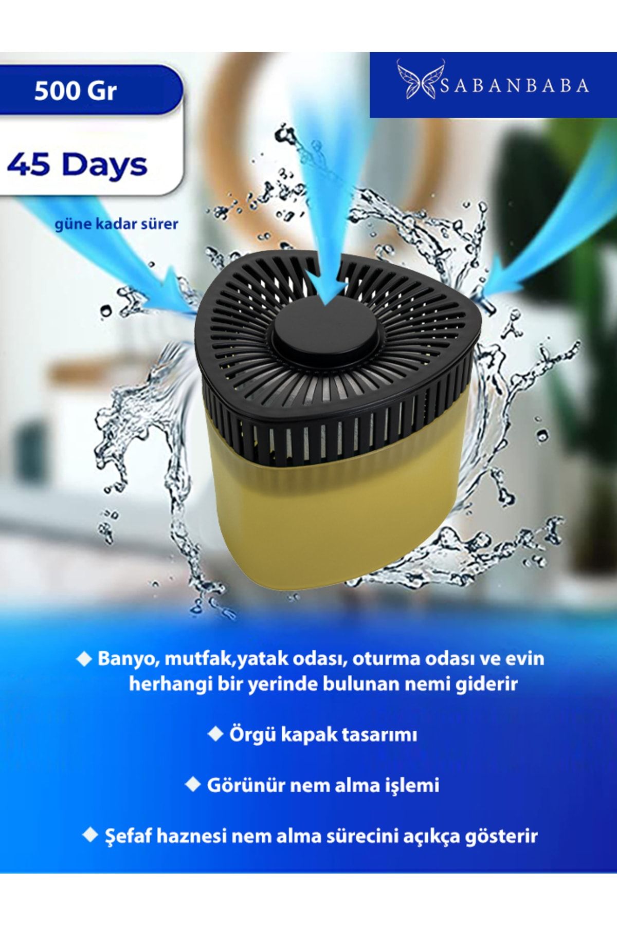 Nem Alıcılı Ve Rutubet Giderici Aparat - 500 gr -üçgen Vanilya (TABLET DAHİL)