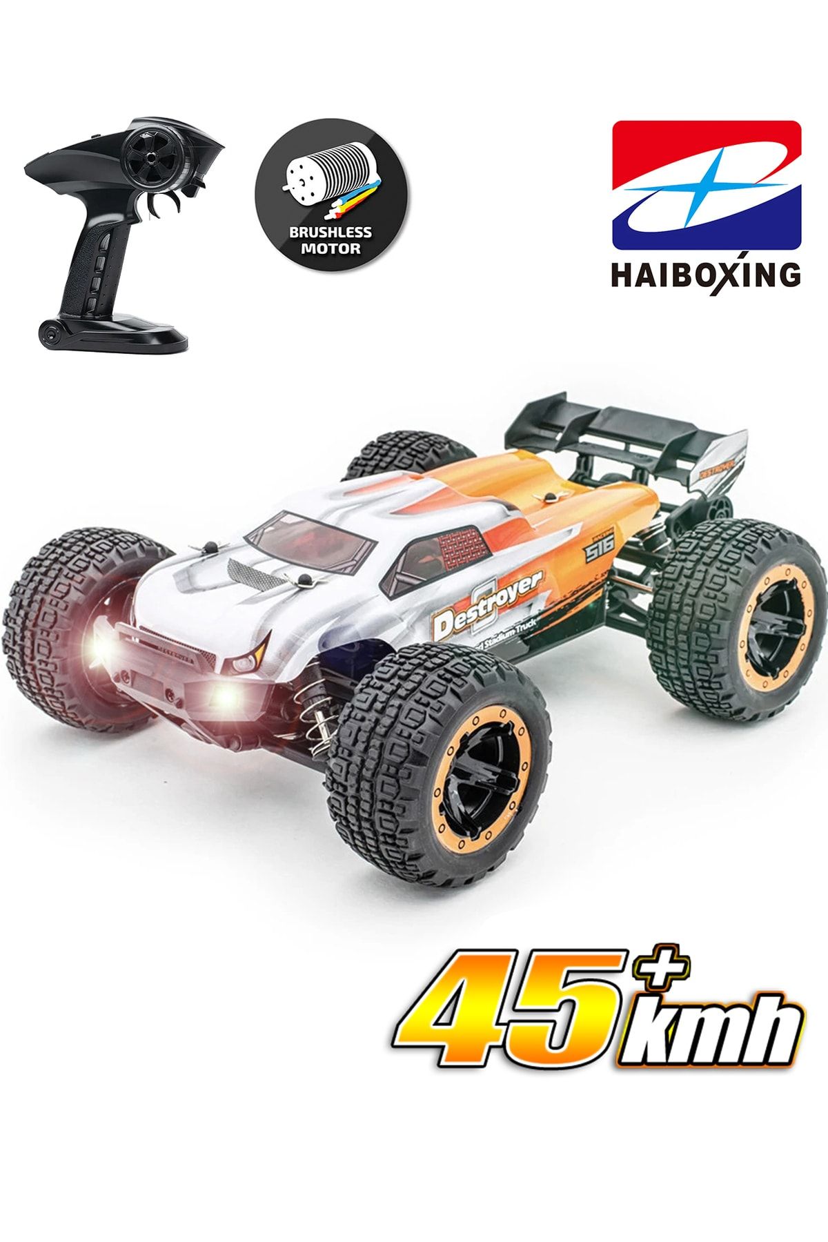 Haıboxıng 1/16 Destroyer 45 Km Uzaktan Kumandalı Araba Elektrikli 4wd Brushless Offroad (TURUNCU)