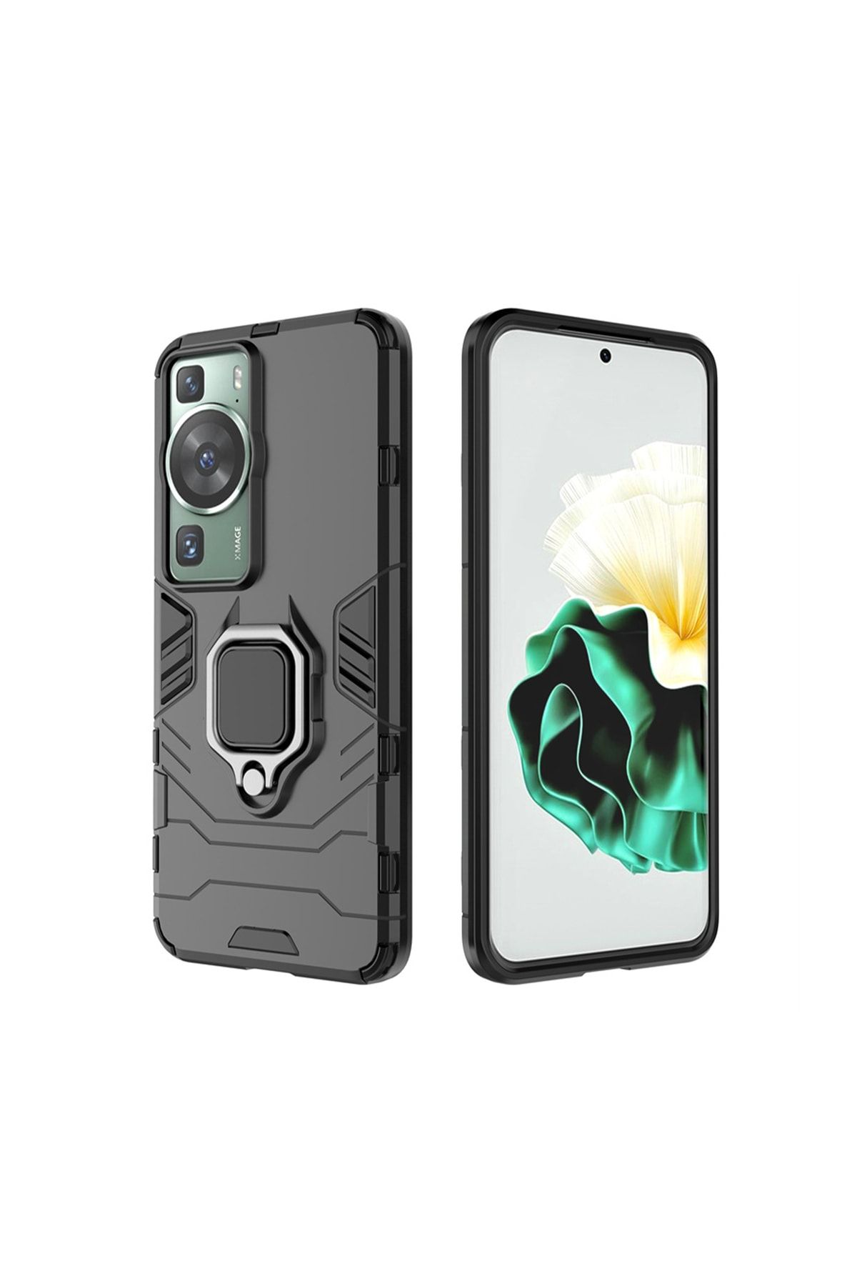 Huawei P60 / P60 Pro Batman Serisi Yüzük Standlı Armor Kılıf - Siyah Al3349