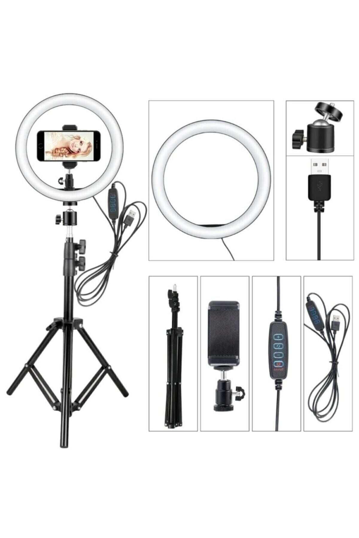 Youtuber Led Işıklı Tripod Selfie Makyaj Işığı Sürekli Ring Light 10 Inç Halka Dz66