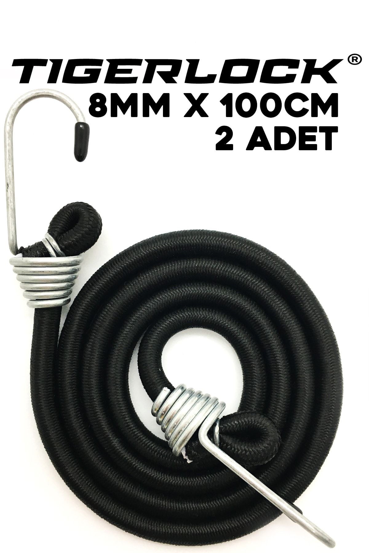 Bagaj Lastiği Kancalı Lastik Siyah 8mmx100cm 2 Adet