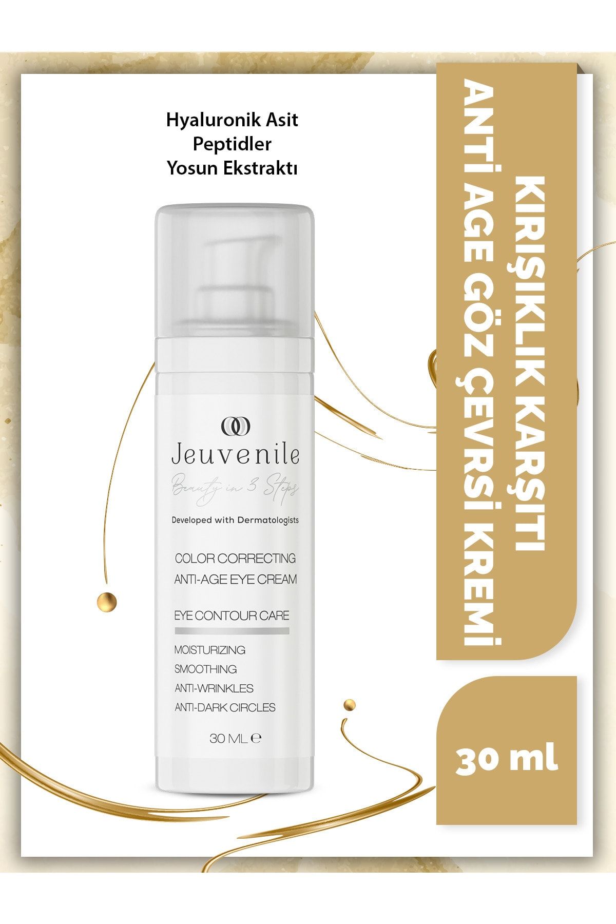 Göz Çevresi Kremi – Kırışıklık & Morluk Karşıtı, Yoğun Nemlendirici, Peptit & Hyalüronik Asit | 30ml